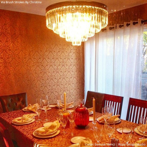 Classic Damask Stencil for DIY Home Decor, Wall Painting, and Furniture Upcycling | Reusable Decorative Template for Crafts and Art Projects