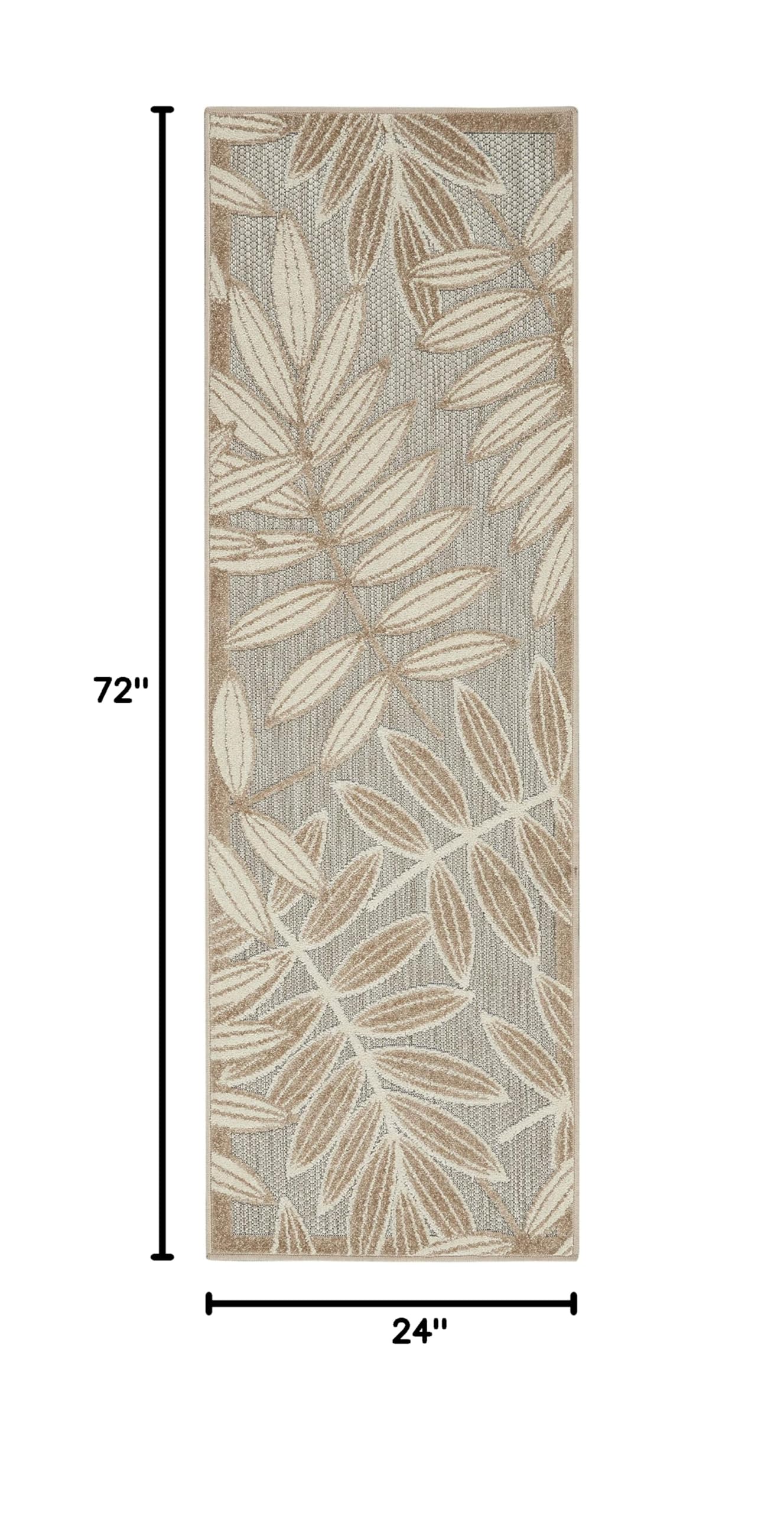 Nourison Aloha 2' x 6' Indoor/Outdoor Area Rug - Natural Fiber, Easy to Clean, Non-Shedding for Living Room, Bedroom, Dining Room, Deck, Patio & Backyard | Perfect for High-Traffic Areas & Outdoor Entertaining