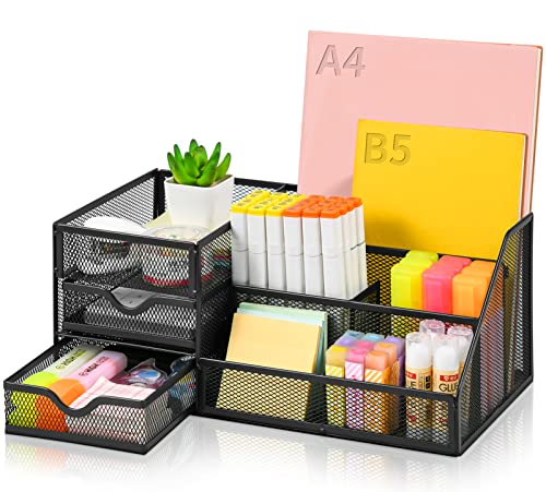 mesh 5 compartments with drawer - Black