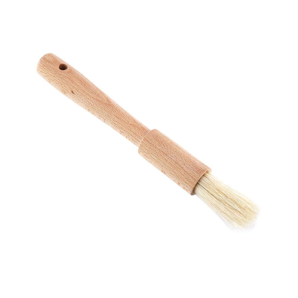 **Wooden BBQ Brush - Baking & Oil Brush for Grilling, Pastry & Kitchen - Turkey Baster & Barbecue Utensil with Round Handle - Perfect for BBQ, Baking & Cooking**