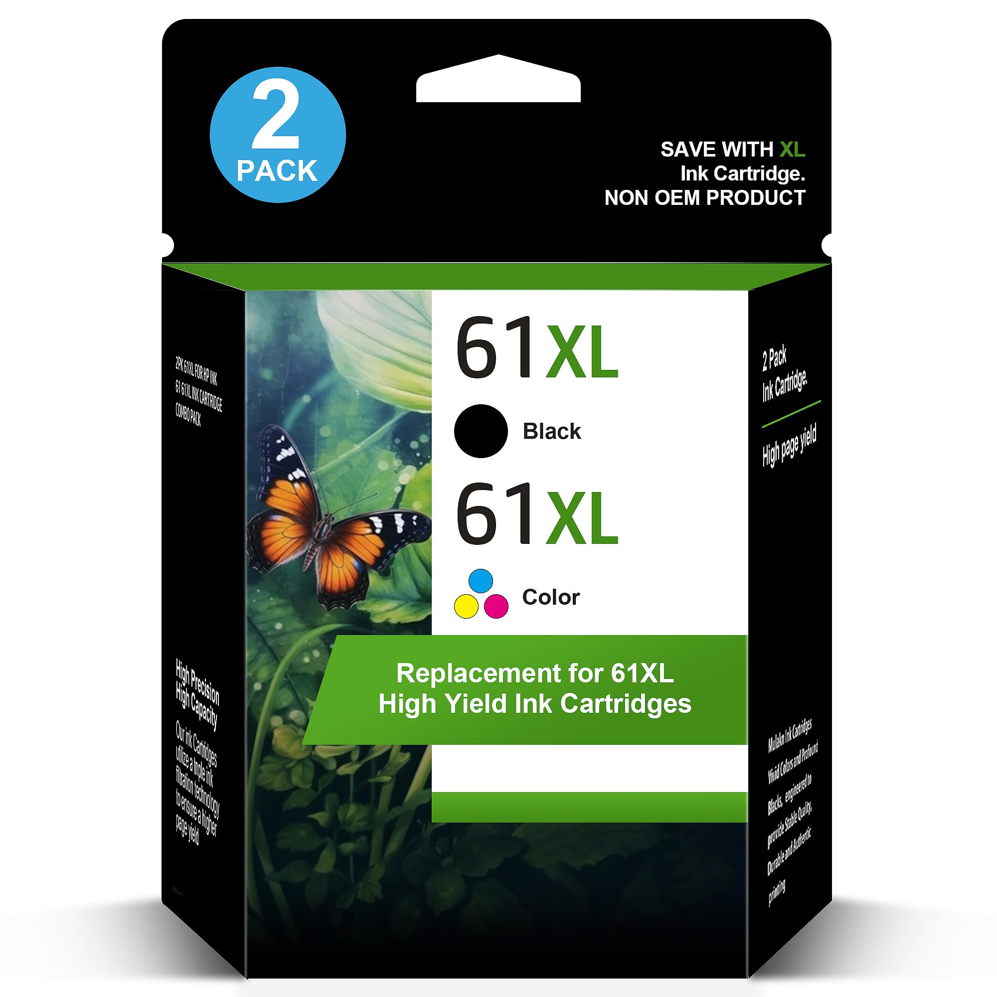 61XL Printer Ink Cartridge Combo Pack - Replacement for HP 61 & 61XL Ink - Compatible with HP Envy 4500/4502/5530, Officejet 4630/4635, Deskjet 1000/1010, Envy 2540 - High-Quality Color Inkjet Printer Supplies for Home & Office Printing