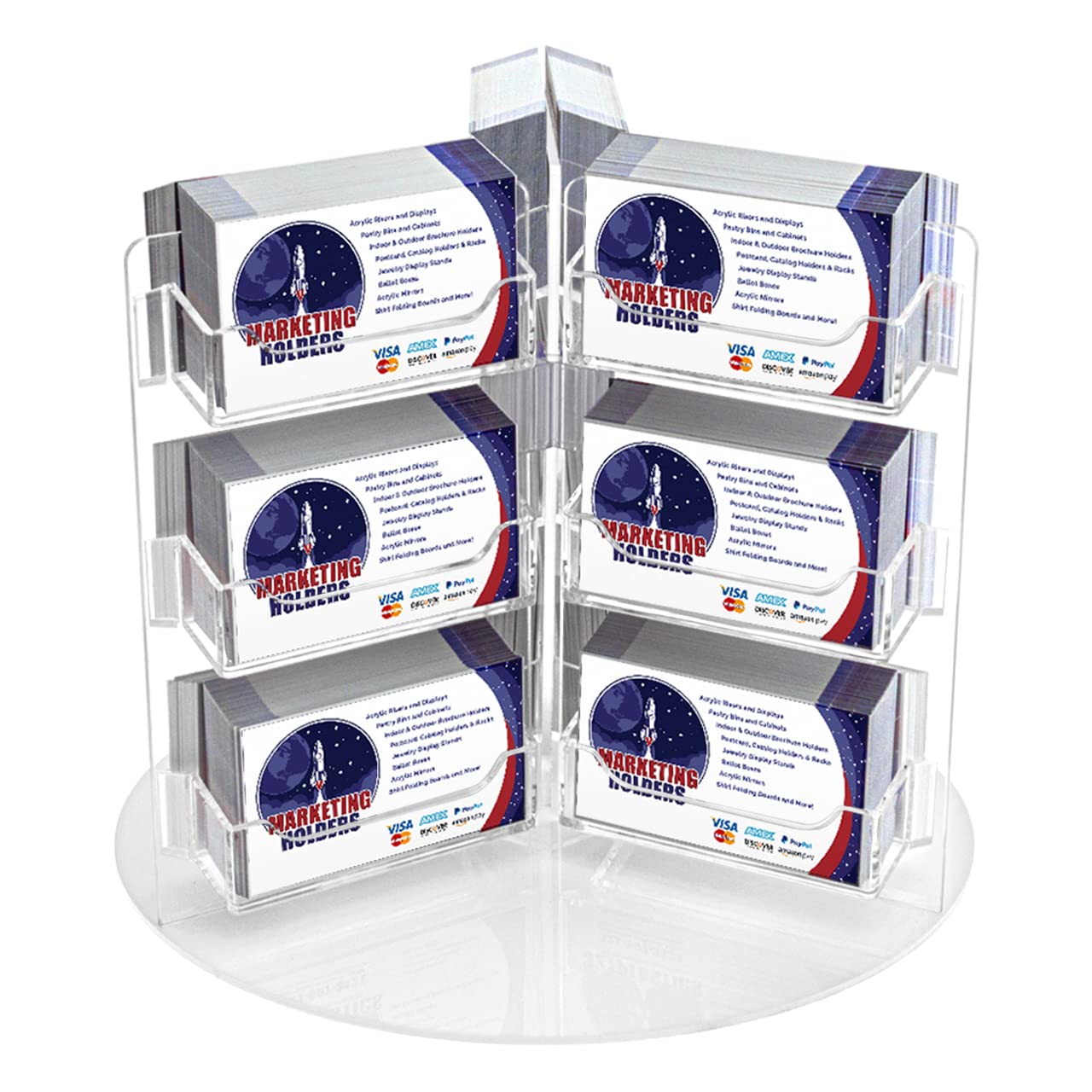 2 Pack Spinning Business Card Holder - 18 Pocket Clear Plastic Countertop Display Stand for 3.5