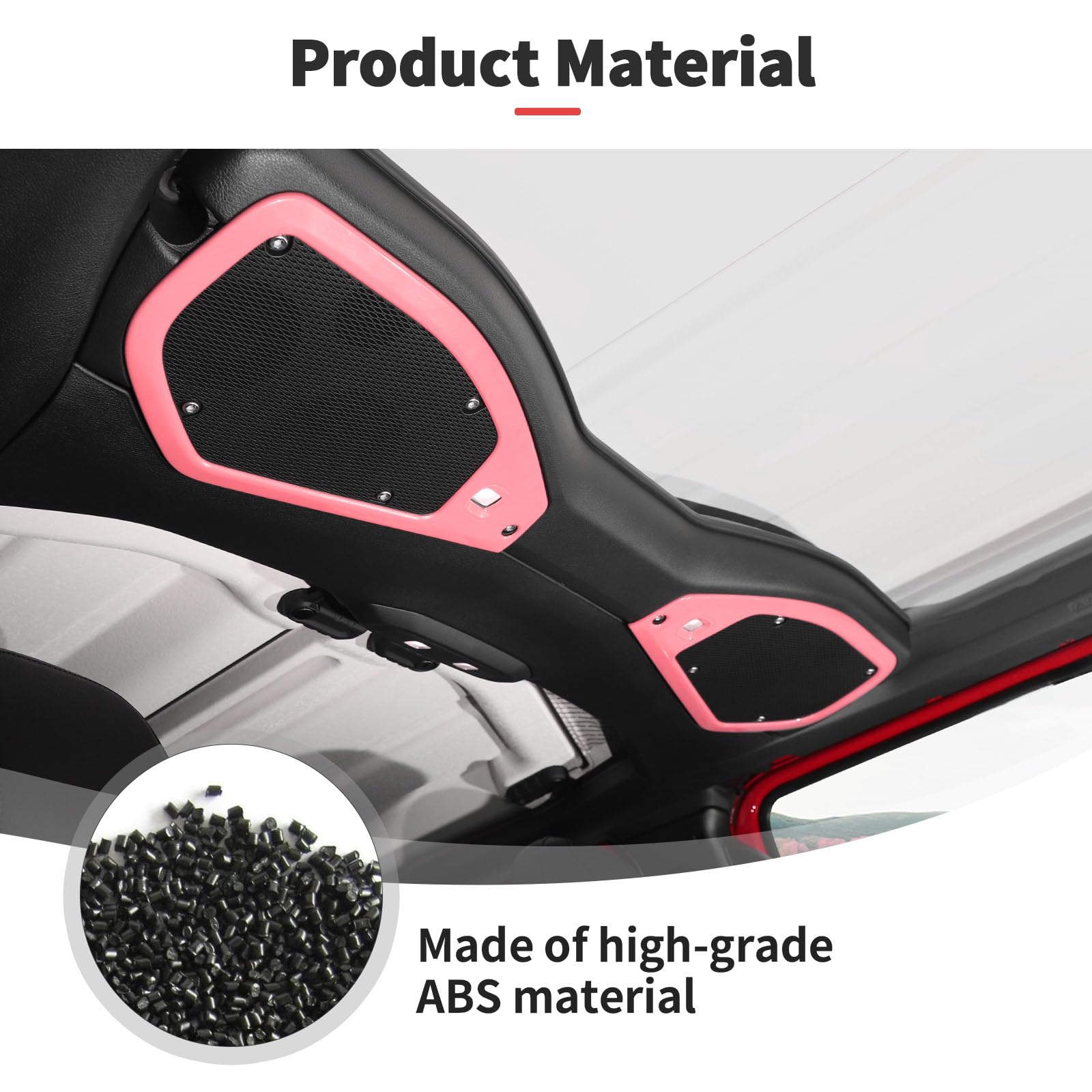 Jeep JL JLU & Gladiator JT Speaker Audio Player Trim Top & A Pillar Cover Trim - ABS Interior Accessories (4PCS, Pink) | Compatible with 2024-2025 Jeep Wrangler JL JLU & Gladiator JT 4xe | Perfect for Car Audio Upgrades & Interior Customization