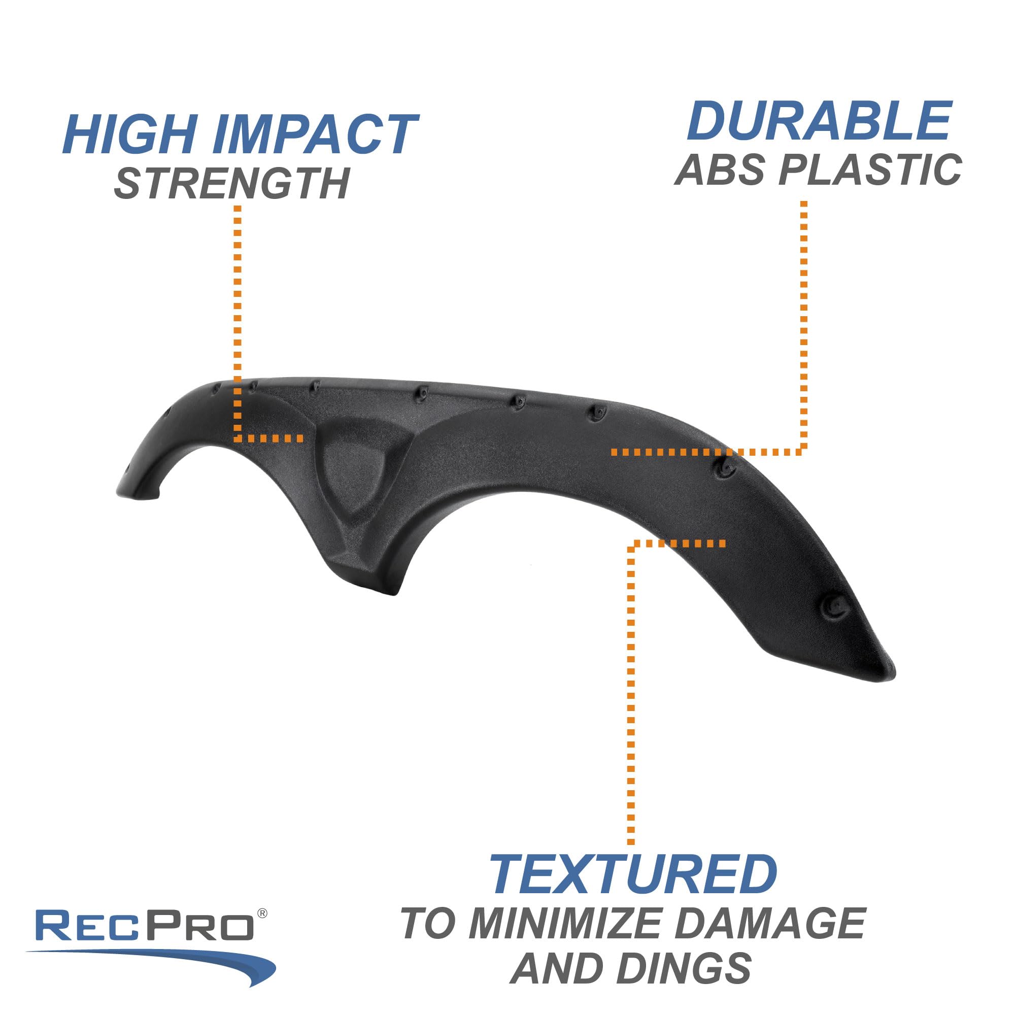 RecPro RV Tandem Fender Skirt - Heavy Duty Black Plastic Trim Molding (2-Pack) for RV Trailers & Campers | Durable Protection Against Road Debris & Weather