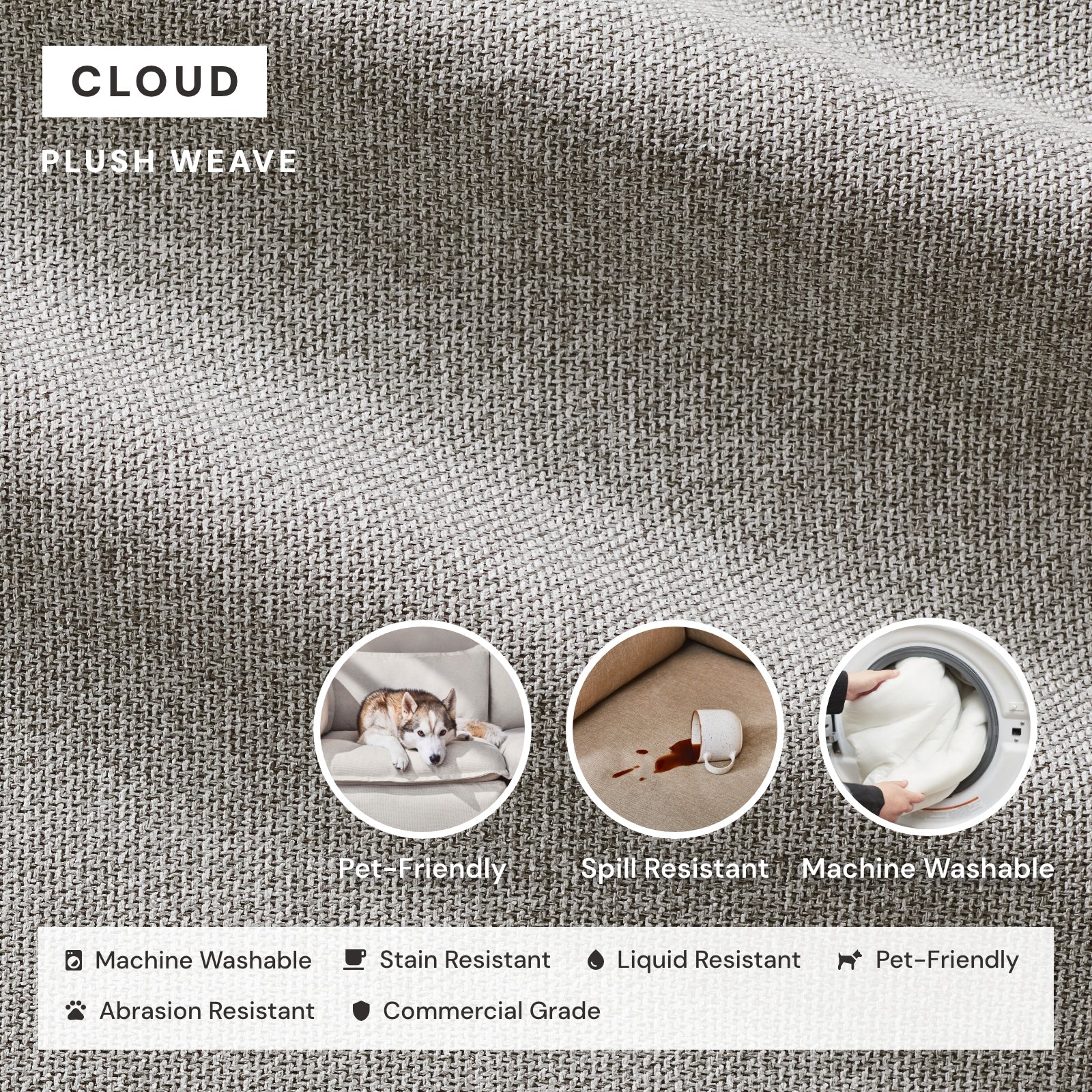 Premium Modular Performance 3-Seater U-Shaped Sectional Sofa in Cloud Color | Luxe Blend Fabric | Perfect for Living Room, Family Room & Home Theater Comfort