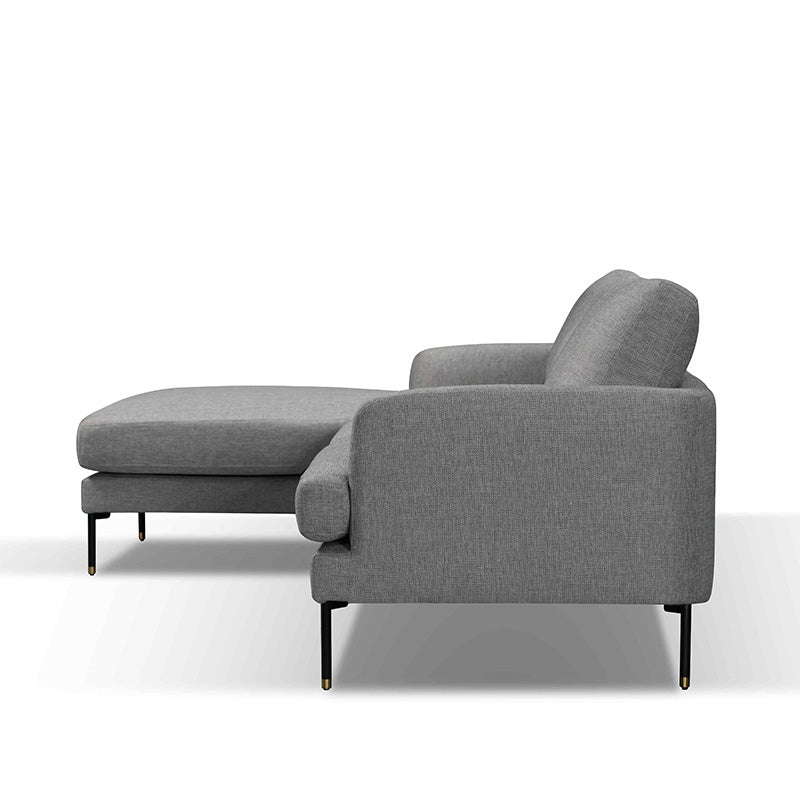 TIANA 3-Seater Sofa with Left Chaise - Modern Grey L-Shaped Sectional Couch for Living Room, Lounge & Small Spaces
