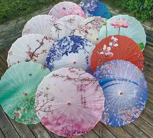 Chinese Style Oil Paper Umbrella - Handmade Bamboo & Floral Painted Rainproof Parasol for Cosplay, Hanfu, Traditional Costume & Outdoor Photography