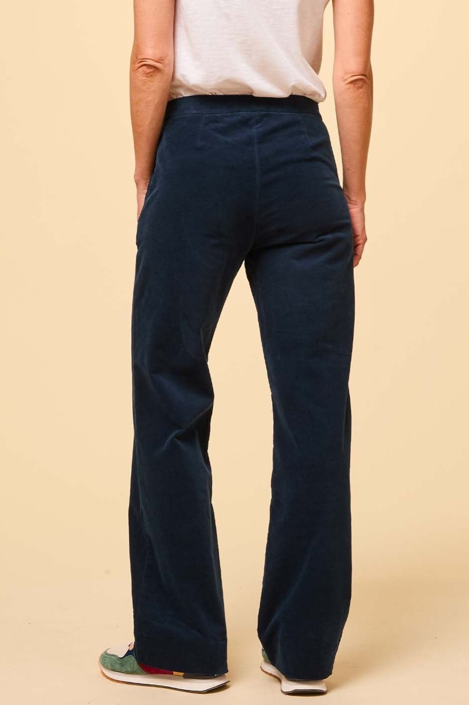 Juliette Stretch Corduroy Pants for Women - Comfortable High Waist Wide Leg Trousers in Ink Blue | Perfect for Office, Casual Wear & Fall Fashion