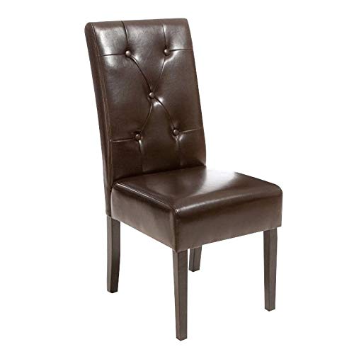 Christopher Knight Home Taylor Leather Slipper Chair Set of 2 - Chocolate Brown Faux Leather Living Room Accent Chairs for Bedroom, Office & Lounge Decor