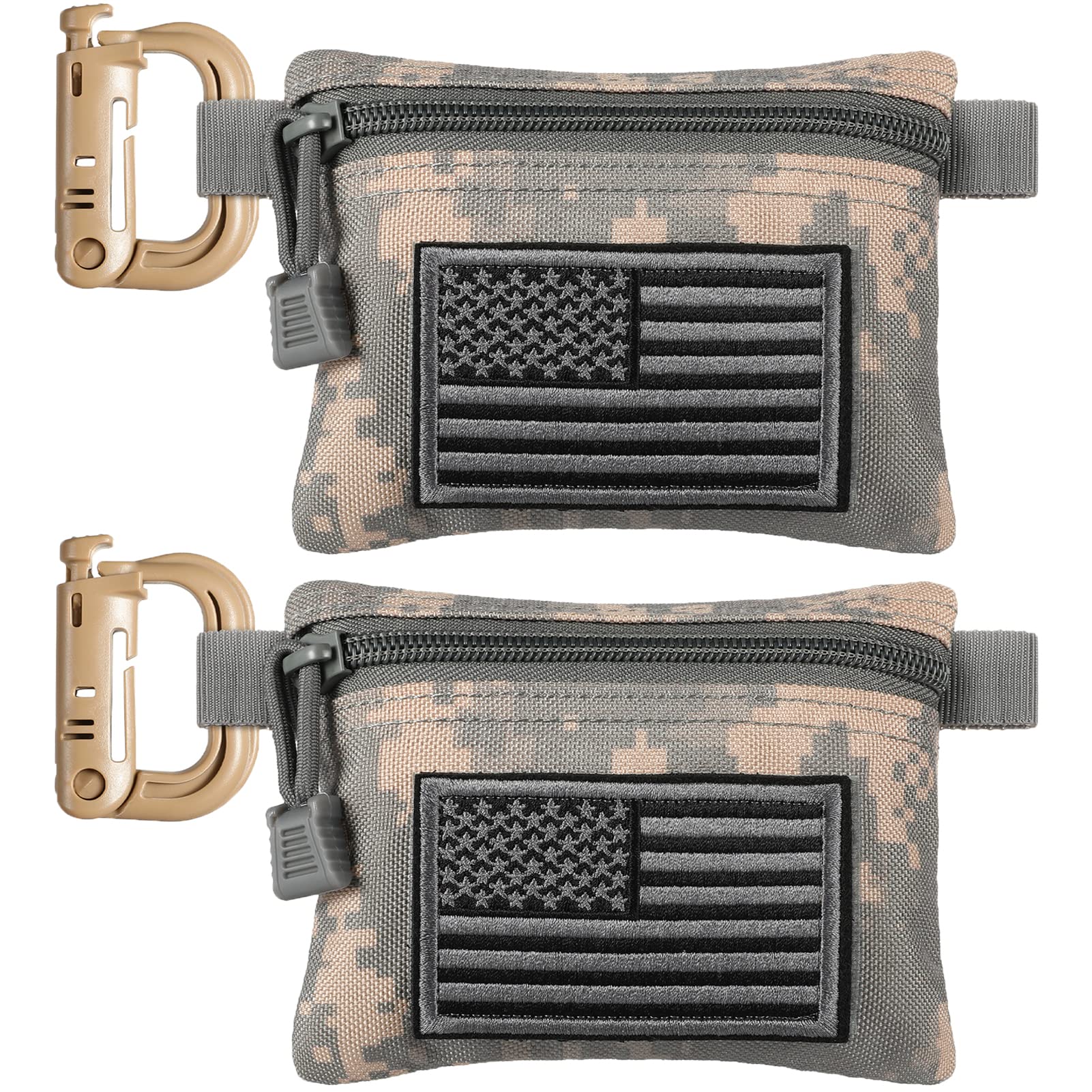 2 Pack Tactical EDC Pouches - Military MOLLE Utility Pouch Organizer for Keys, Cards & Coins - Compact Waist Pack & Credit Card Holder - Perfect for Outdoor, Hiking, Travel & Everyday Carry