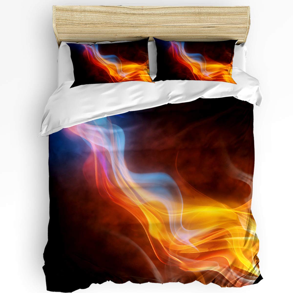 CHARMHOME King Size Duvet Cover Set - Modern Abstract Flame Lines Blurred Art Print, 3 Piece Bedding with Zipper Closure, Ultra Soft & Breathable Comforter Cover for Men & Women - Perfect for Master Bedroom, Guest Room, and Dorm Decor