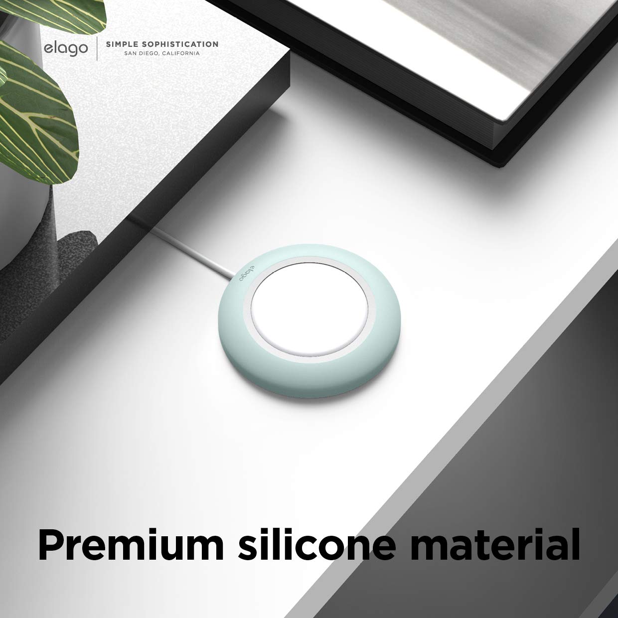 elago Magnetic Wireless Charging Pad - Compatible with MagSafe Charger for iPhone 16/15/14/13/12 Series, AirPods Pro & AirPods 3/4 - Anti-Slip Charger Stand with Strong Magnets (Mint Green) | Perfect for Bedside, Office Desk & Car Dashboard Charging