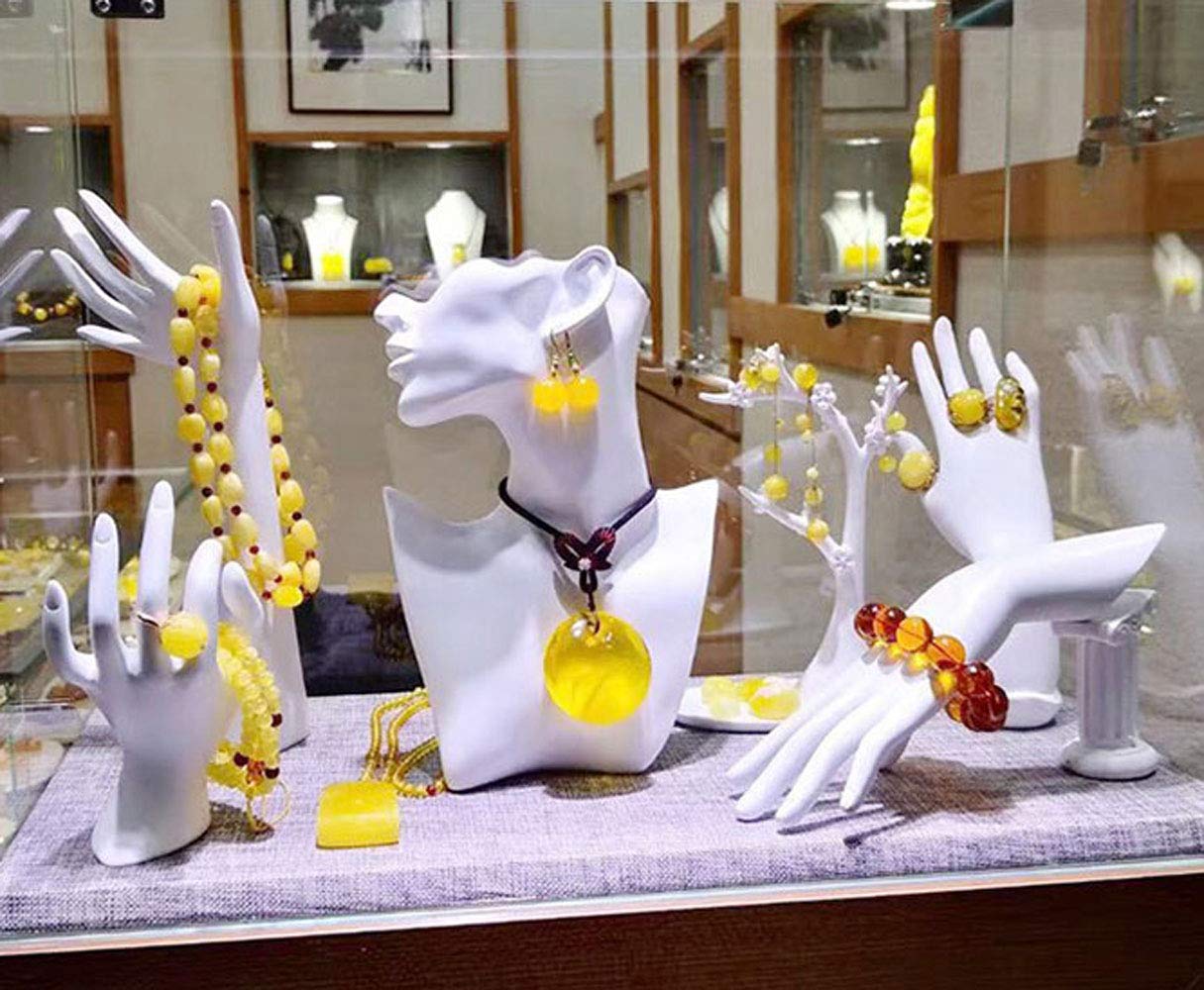 Homeanda White Resin Hand-Shaped Ring Stand - Elegant Bracelet & Jewelry Organizer for Necklaces, Rings & Watches | Perfect for Vanity Display, Boutique Showcase & Gift Wrapping (Style 1-White)