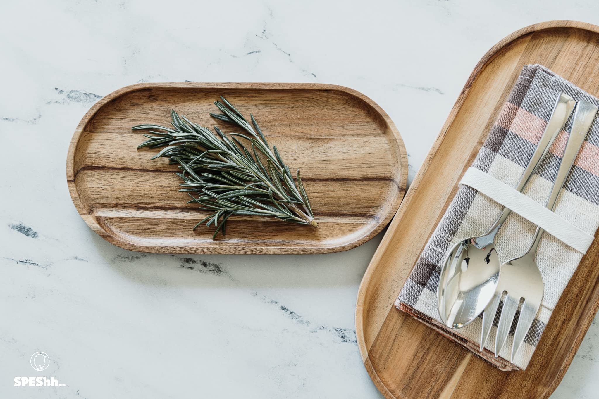 Acacia Wood Serving Trays Set of 2 - 14x7 & 11x5.5 Inch Rectangular and Oval Wooden Platters for Charcuterie, Cheese, Bread, Fruits, Vegetables, Dips, Sushi - Rustic Kitchen & Dining Serving Dishes - Perfect for Entertaining, Parties, and Home Decor