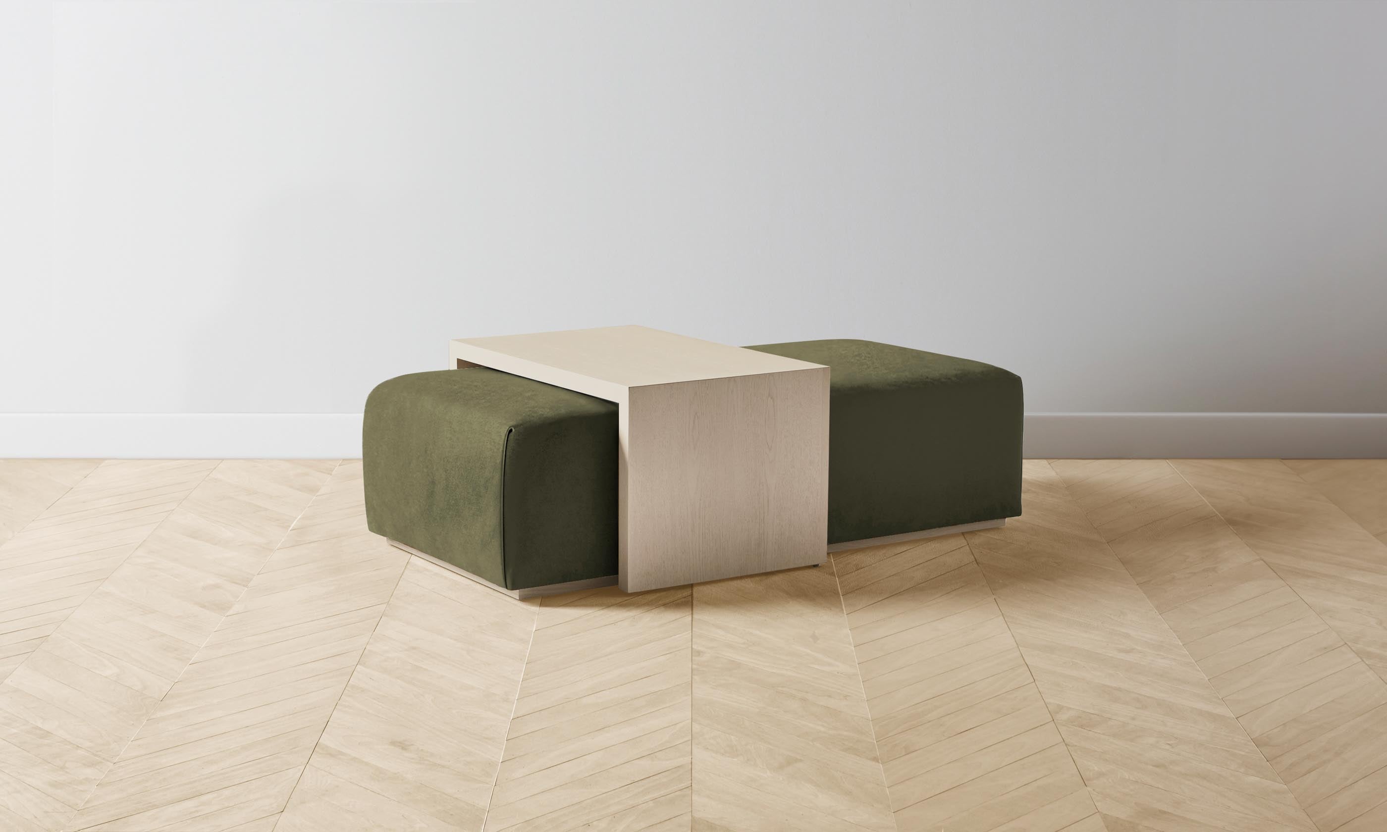 The Bowery Ottoman - Performance Velvet Olive Green Storage Bench for Living Room, Bedroom & Entryway - Stylish and Durable Home Decor