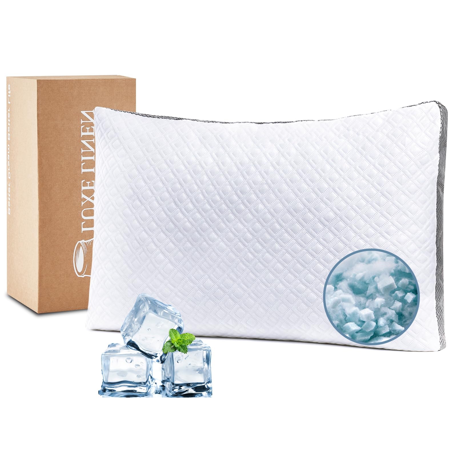 Queen Size Shredded Memory Foam Pillow - Adjustable Cooling Tencel Pillow for Side, Back & Stomach Sleepers (20x30 Inches) | Perfect for Hot Sleepers & Neck Pain Relief | Bedroom, Guest Room & Travel Use