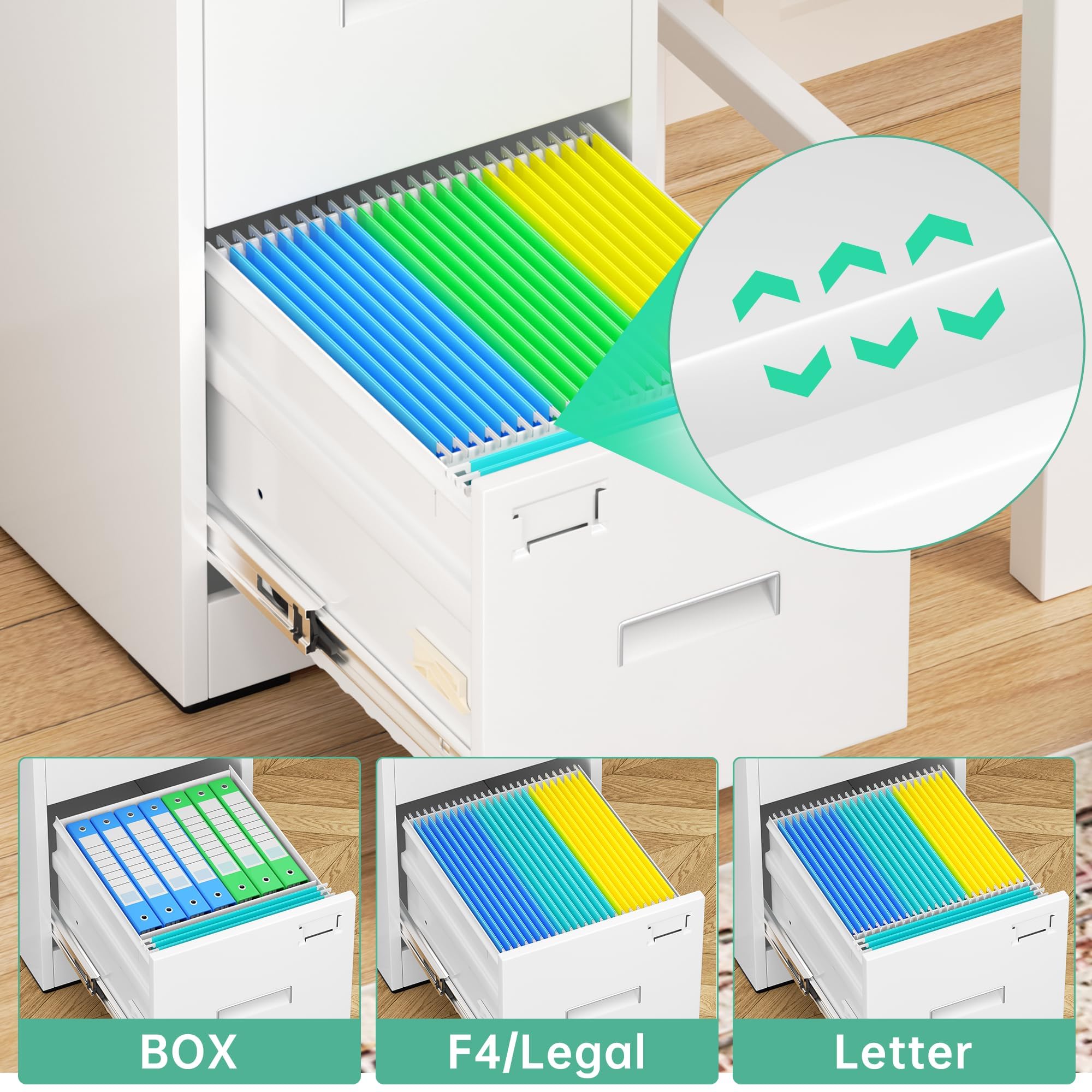 Bonusall 2-Drawer Vertical Metal File Cabinet with Lock - Letter/Legal/A4/F4 Size - Sturdy Steel Lateral Filing Cabinet for Home Office - White | Organize Documents Securely in Office or Study Room