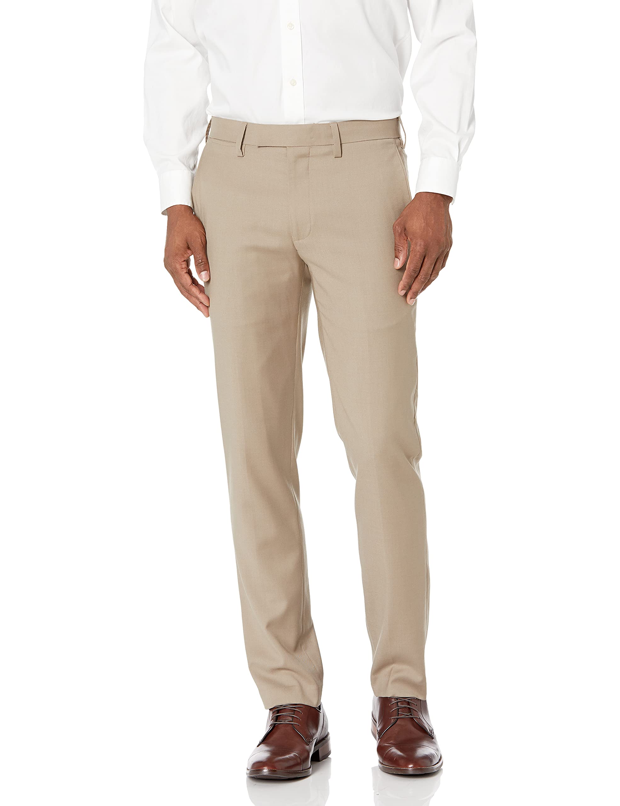 Louis Raphael LUXE Men's Slim Fit Flat Front Stretch Wool Blend Dress Pants - Premium Office & Formal Wear for Business & Special Occasions
