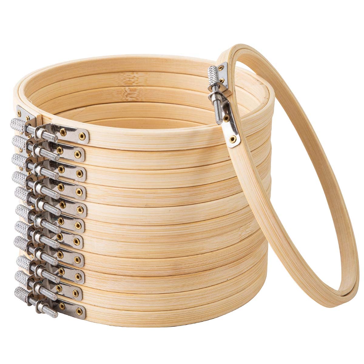 12PCS 5 Inch Bamboo Embroidery Hoops for Cross Stitch - Adjustable Wooden Craft Hoops for Needlework, DIY Projects & Home Decor | Perfect for Beginners & Professional Crafters