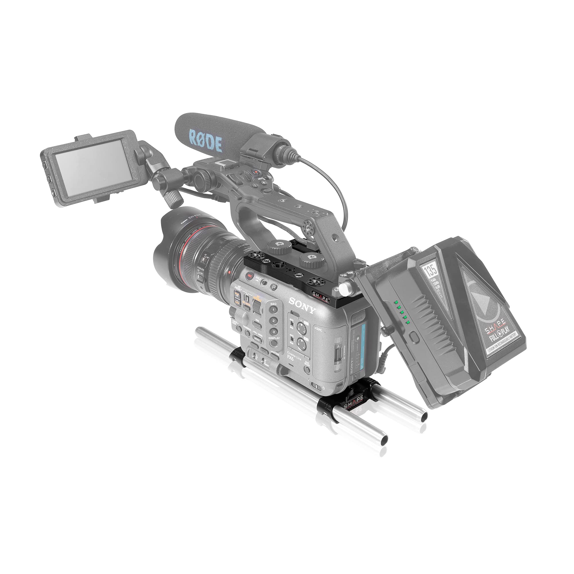 SHAPE Camera Cage for Sony FX6 - Durable Aluminum Alloy Rig with Cold Shoe Mount & 15mm Rod Clamps - Perfect for Filmmaking, Vlogging & Professional Video Production