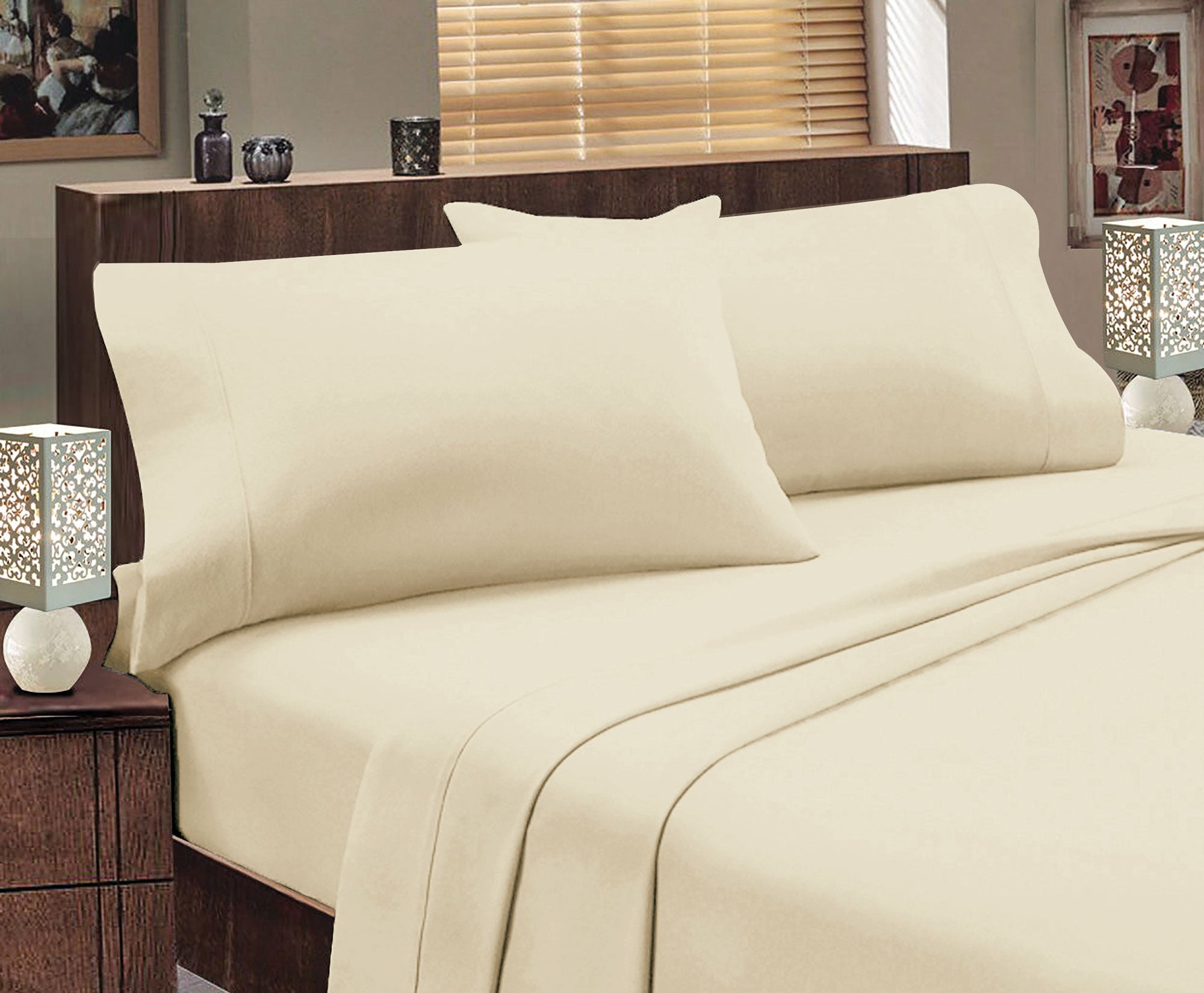 Premium 175GSM Egyptian Cotton Flannel Sheet Set - Ivory Soft Luxury Bedding for Cozy Winter Nights - Queen Size Bed Sheets by Jenny Mclean - Perfect for Cold Weather & Holiday Home Decor