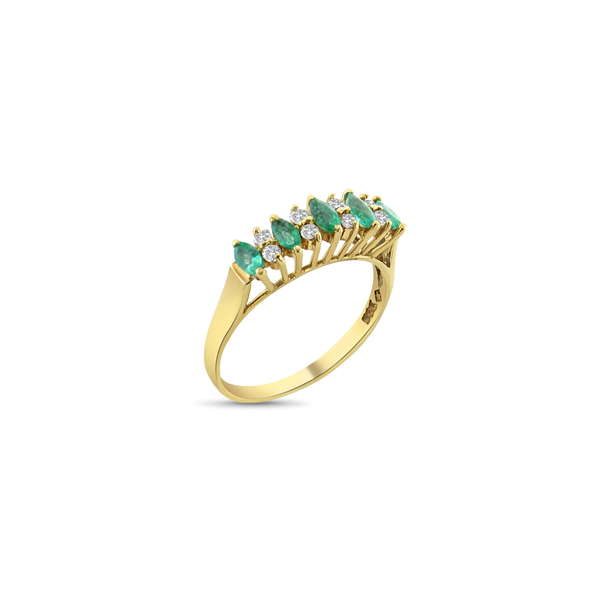 Exquisite Marquise Emerald and Diamond Wedding Band – Elegant Bridal Ring for Women, Perfect for Engagement, Anniversary, and Special Occasions