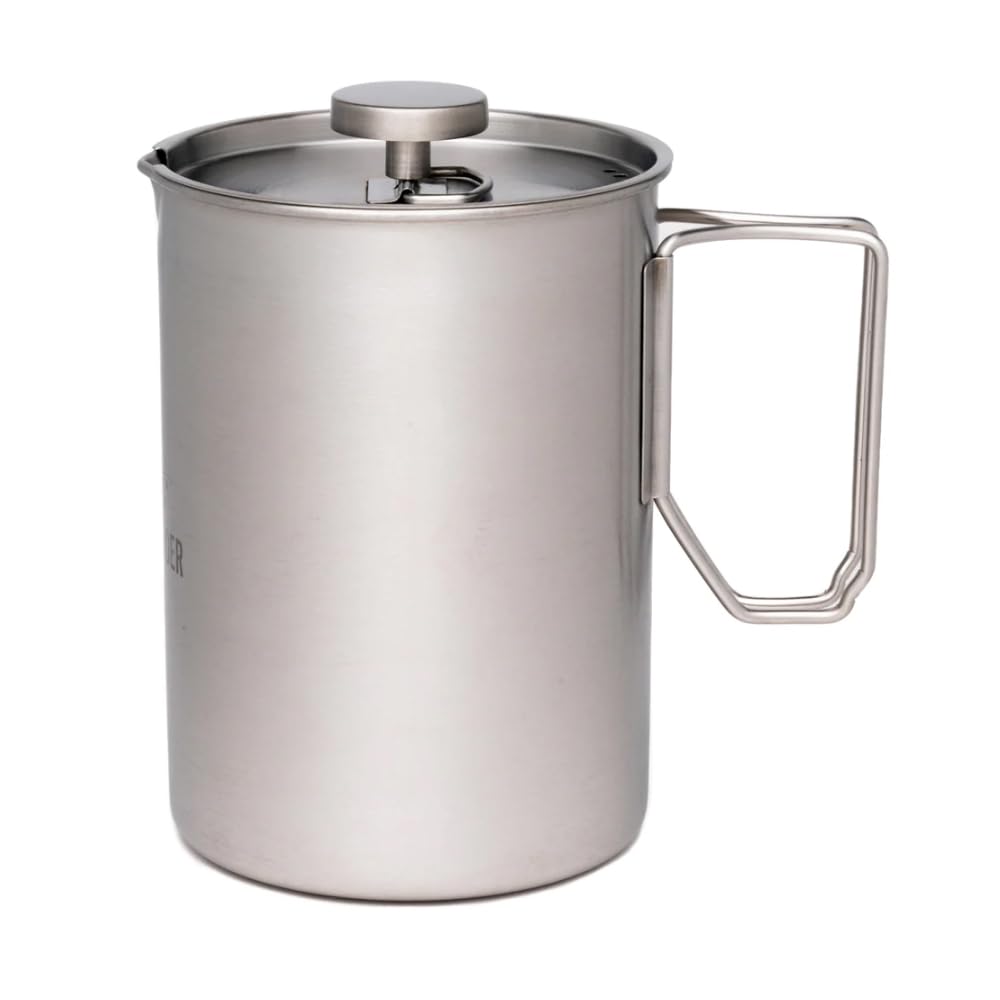 Best French Press Coffee Maker for Camping & Travel - The Pathfinder School Stainless Steel Portable Coffee Press - Perfect for Outdoor Adventures, Hiking & Backpacking