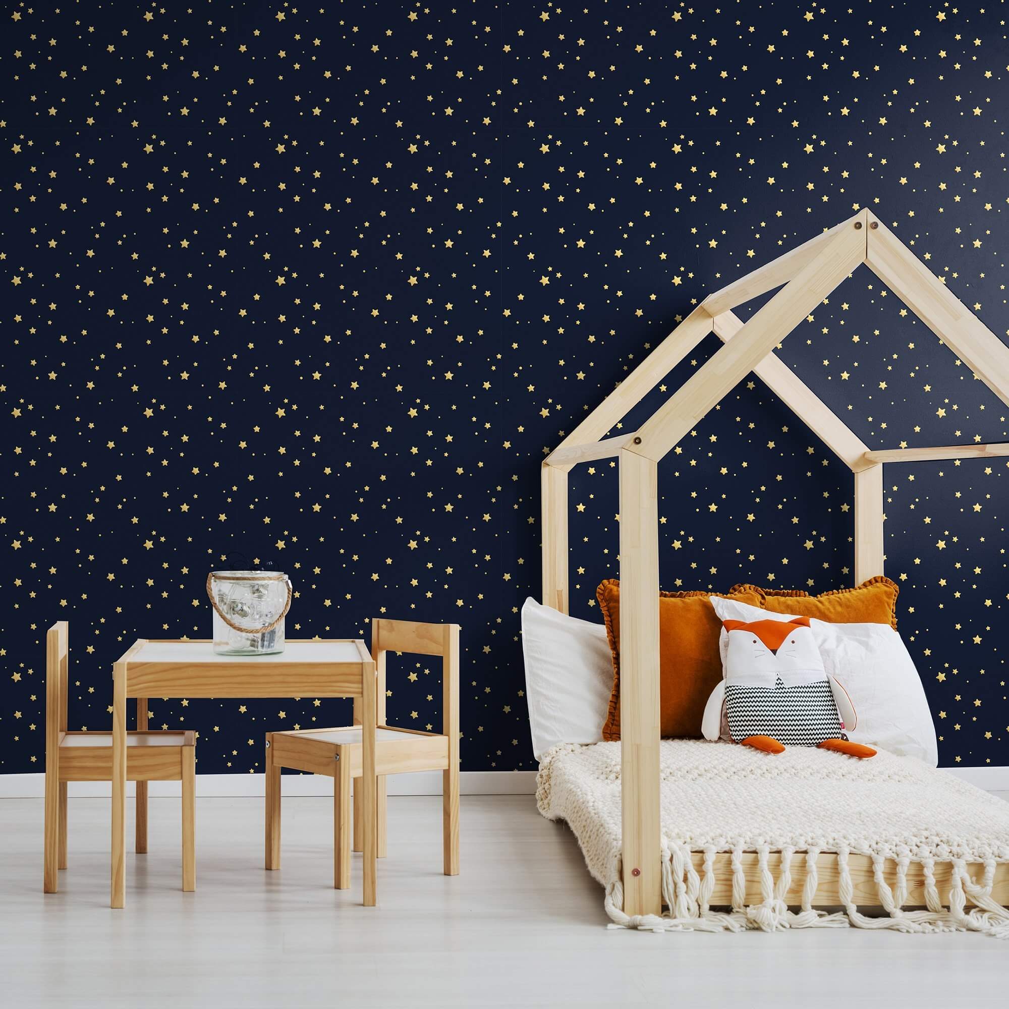 Yellow Star Kids Peel and Stick Removable Wallpaper - Self-Adhesive Nursery Decor for Bedroom, Playroom & Dorm - Easy to Apply & Remove - 22