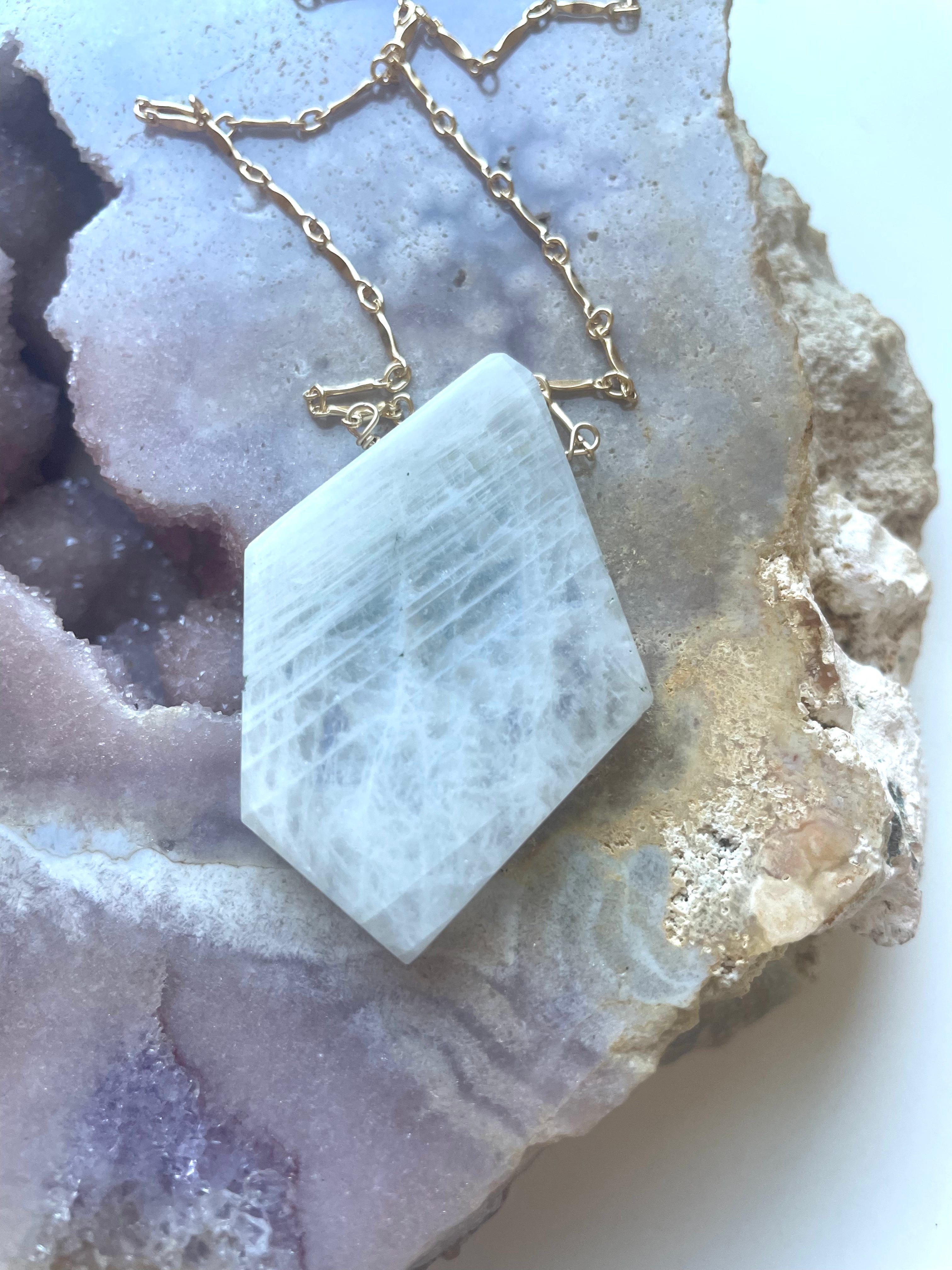 Moonstone Pendant Statement Necklace - 14K Gold Filled Boho Jewelry for Women | Perfect for Weddings, Parties & Everyday Wear