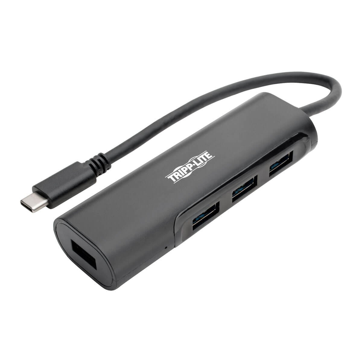 Tripp Lite 4-Port USB C Hub with USB-A & Thunderbolt 3 Support - Compact Portable USB Type C Adapter for MacBook, iPad Pro, Dell XPS - Perfect for Home Office, Travel & Multi-Device Charging