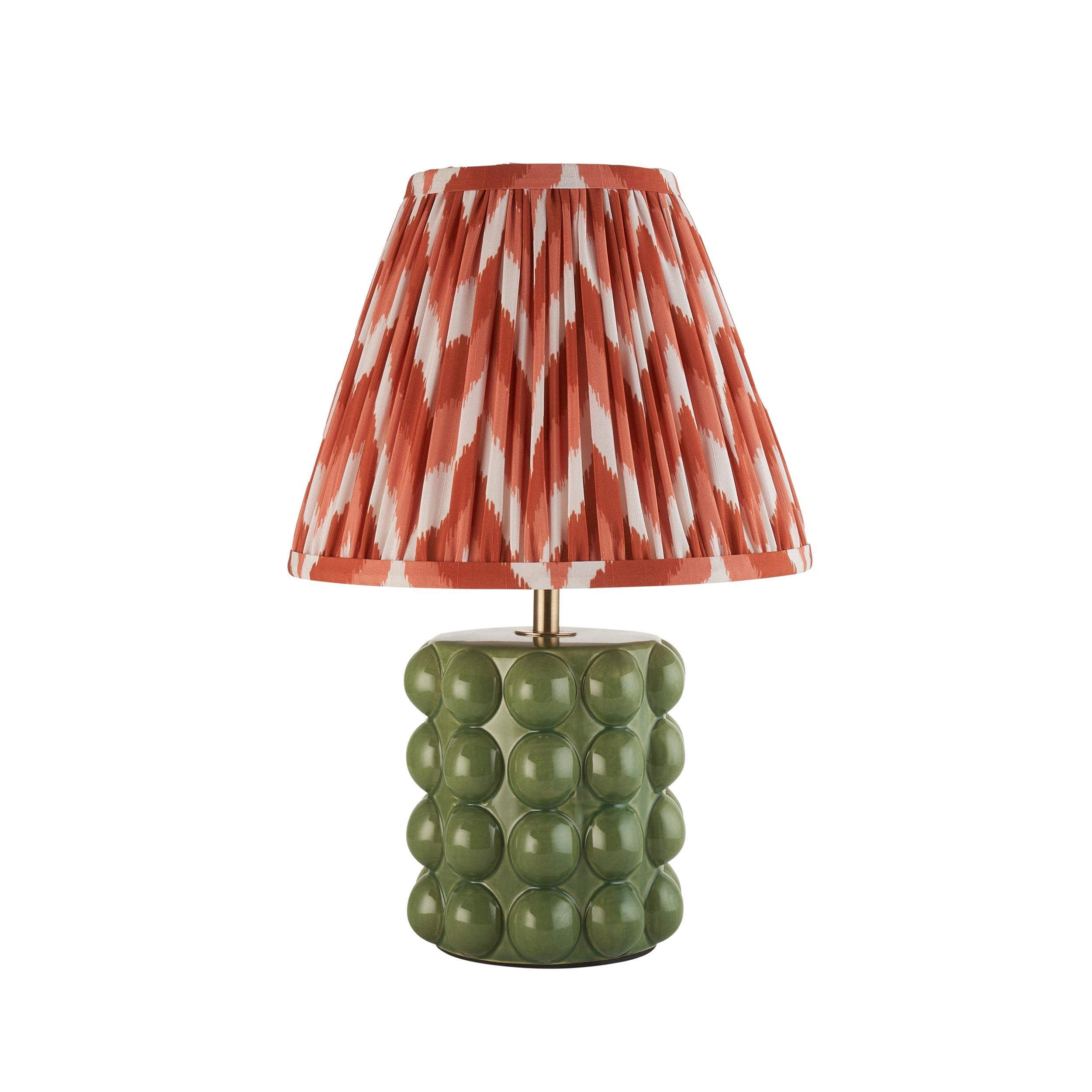 Bobble Ceramic Table Lamp with Zigzag Pattern - 25cm Apricot Orange Shade for Bedroom, Living Room & Office Decor