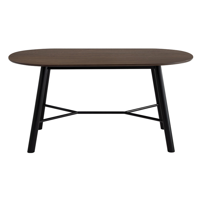 HAROLD 160cm Walnut & Black Dining Table - Modern Wooden Kitchen Table for Small Spaces, Dining Room, and Family Gatherings