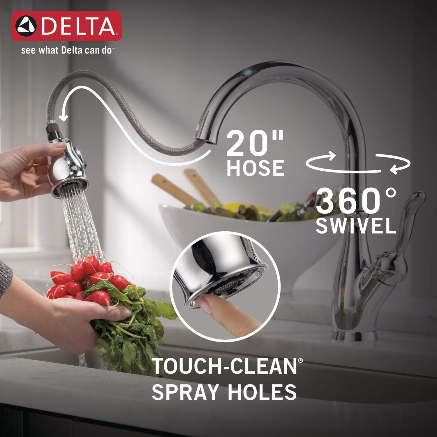 Delta Faucet Leland Single-Handle Pull-Down Kitchen Faucet with Sprayer & Soap Dispenser - Chrome Finish for Modern Kitchen Sinks | Perfect for Cooking, Dishwashing & Food Prep
