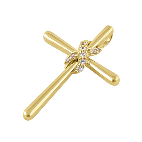14K Solid Gold Infinity Hugged Cross Diamond Pendant Necklace for Women - Elegant Religious Jewelry Gift for Baptism, Confirmation & Special Occasions