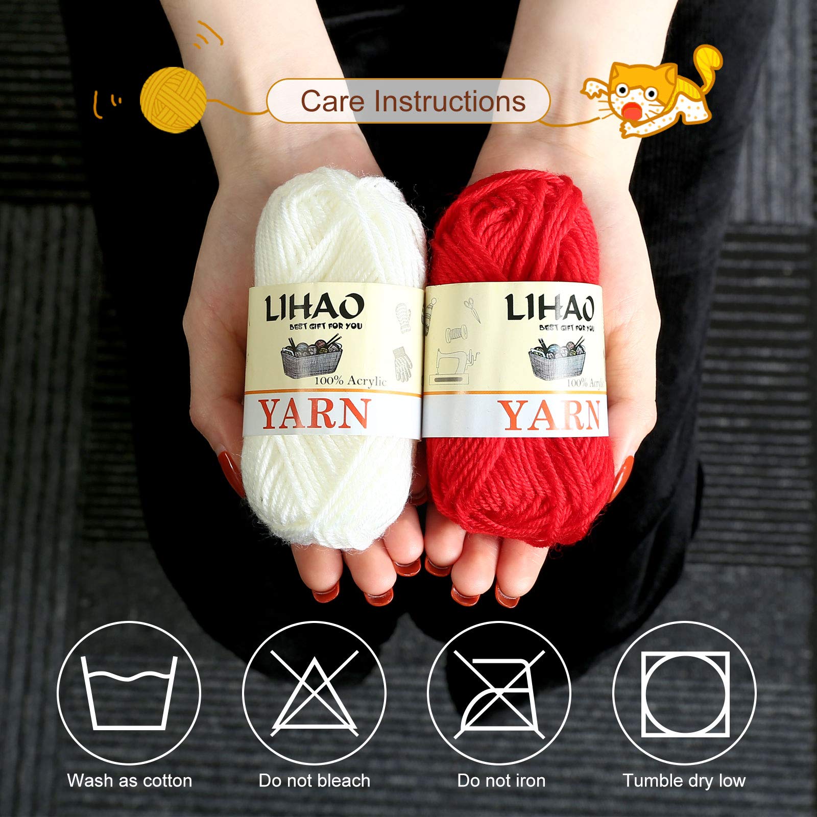 LIHAO 12 Skeins Mini Yarn for Knitting Crochet Craft - 100% Acrylic Soft Yarn Set - Perfect for DIY Scarves, Hats, and Amigurumi Projects