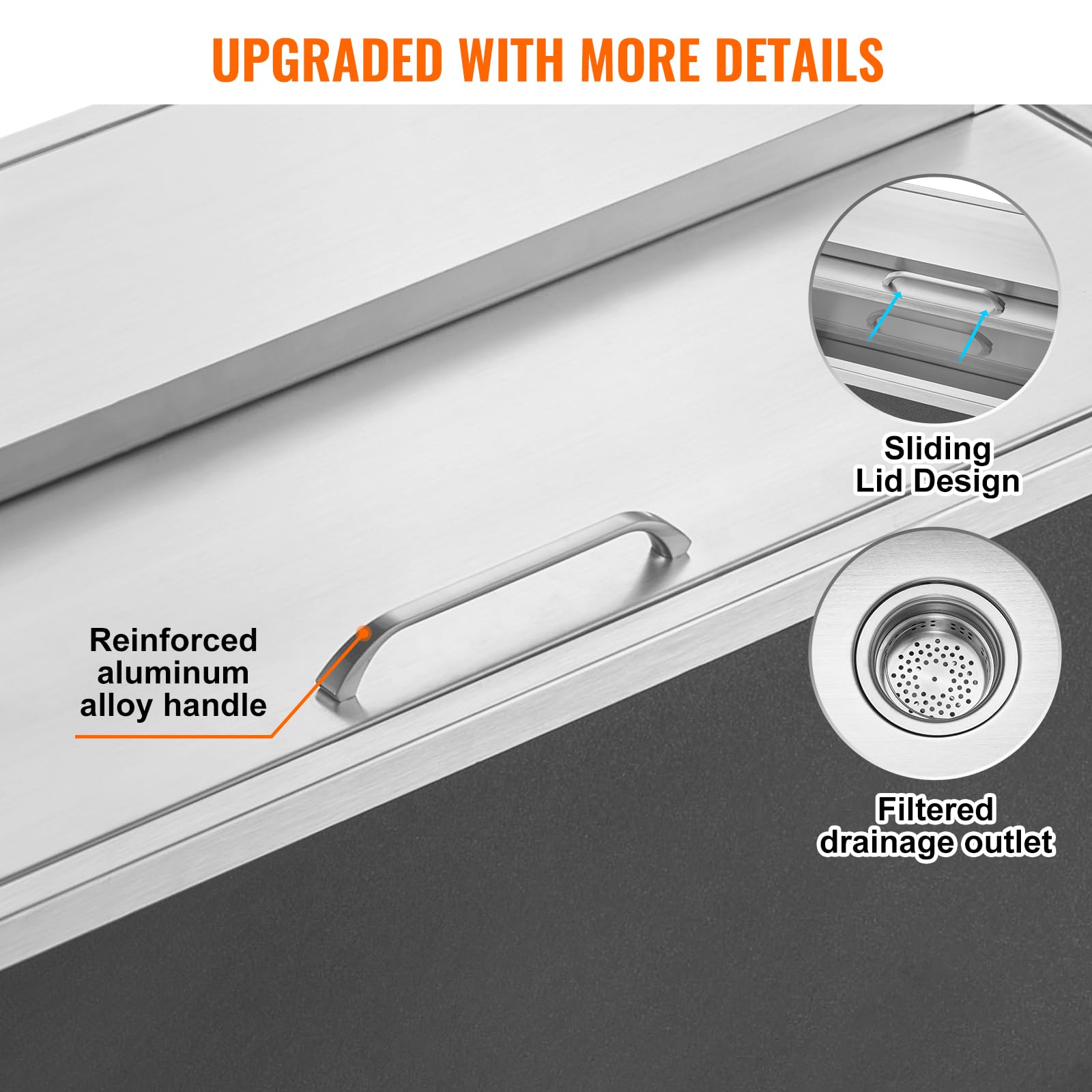 VEVOR 40.9 qt Stainless Steel Drop-In Ice Chest Cooler - 36