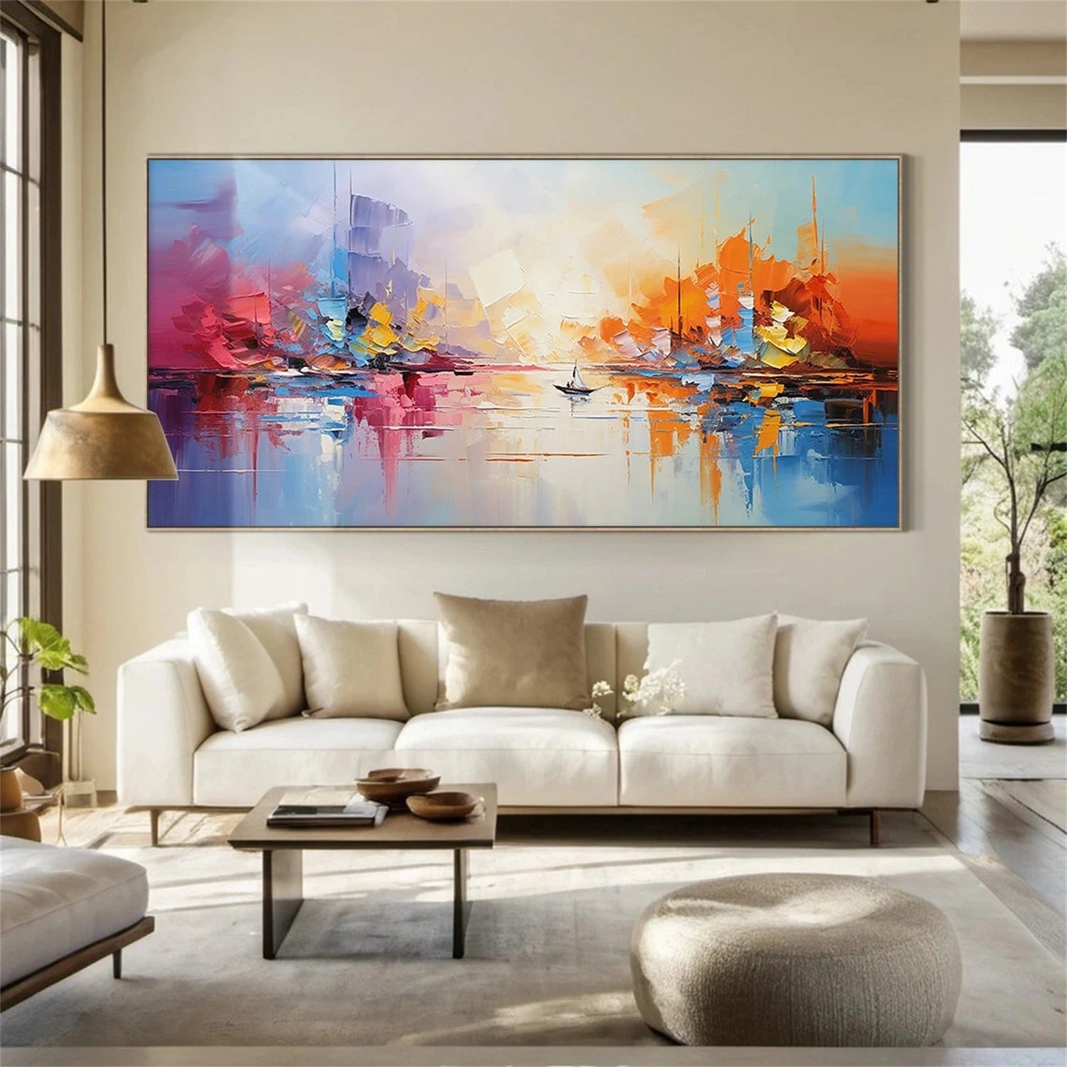 Abstract Painting #AB 303 - Modern Wall Art Decor for Living Room, Bedroom & Office - Handmade Canvas Artwork