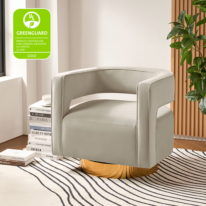 Agata Velvet Swivel Barrel Armchair - Modern Velvet Accent Chair with 360° Rotation for Living Room, Bedroom & Office