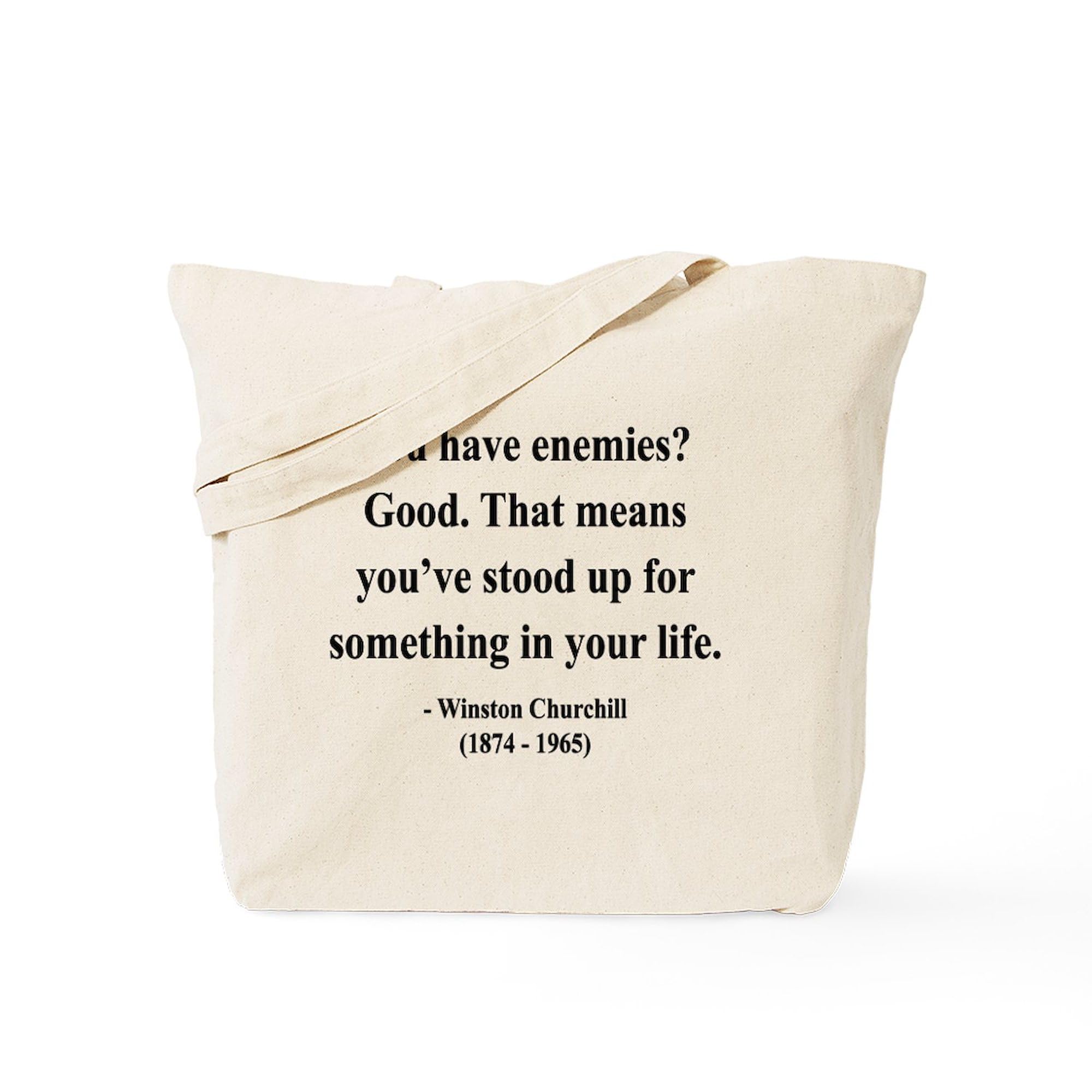 Winston Churchill 17 Tote Bag - Natural Canvas Reusable Shopping Bag for Groceries, Beach & Everyday Use | Eco-Friendly Cotton Tote with Quote