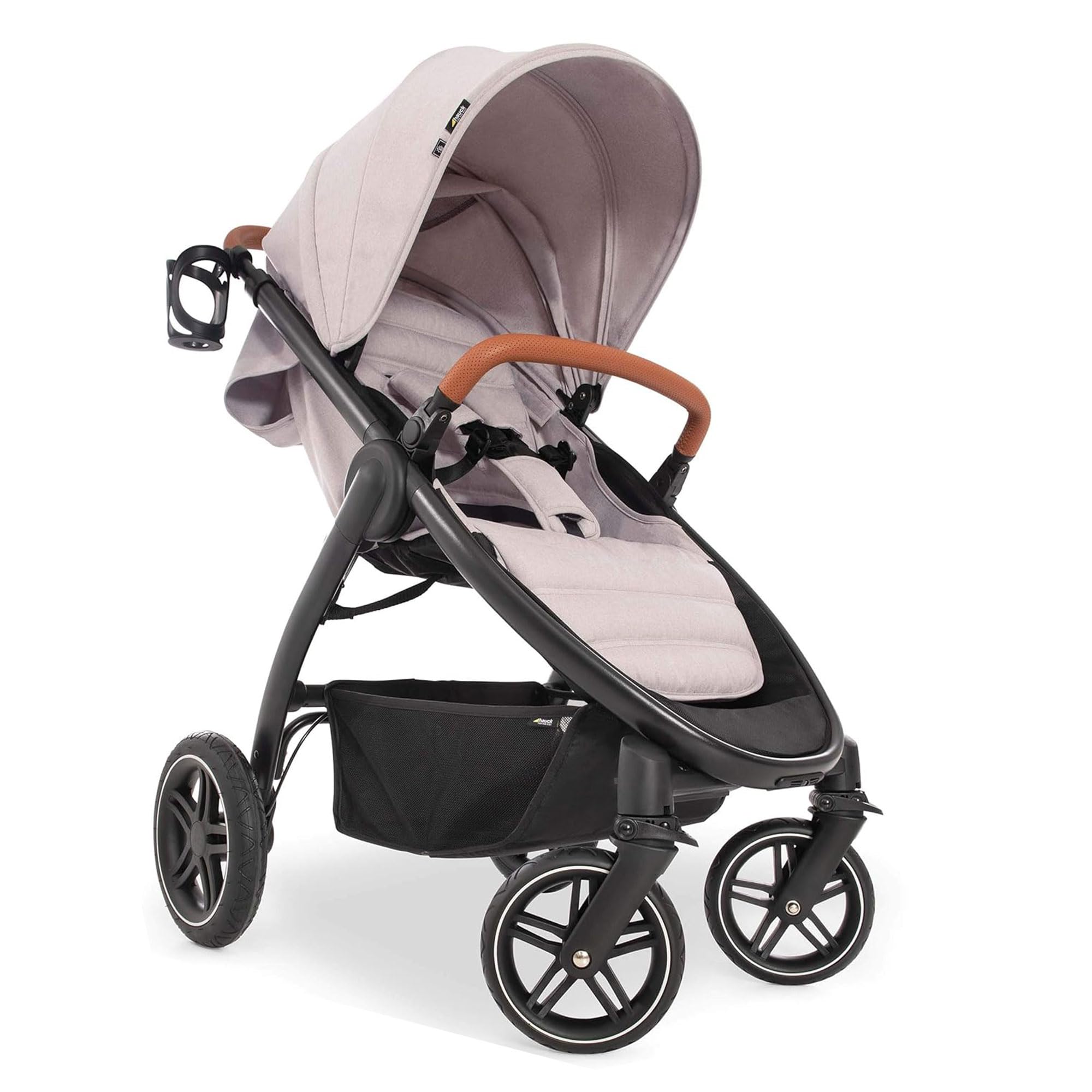 Hauck Uptown Deluxe Stroller - Lightweight Compact Foldable Baby Stroller with One-Hand Fold, Adjustable Reclining Seat & Handle, Cup Holder, Supports Up to 55 lbs - Perfect for Travel, Shopping & Daily Walks (Melange Beige)