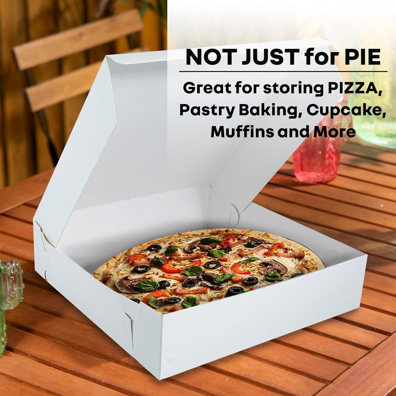 10x10x2.5 Inches White Bakery Pie Boxes - 250 Count Premium Pastry Packaging for Pies, Donuts, Cookies & Muffins - Perfect for Bakeries, Cafes & Home Bakers