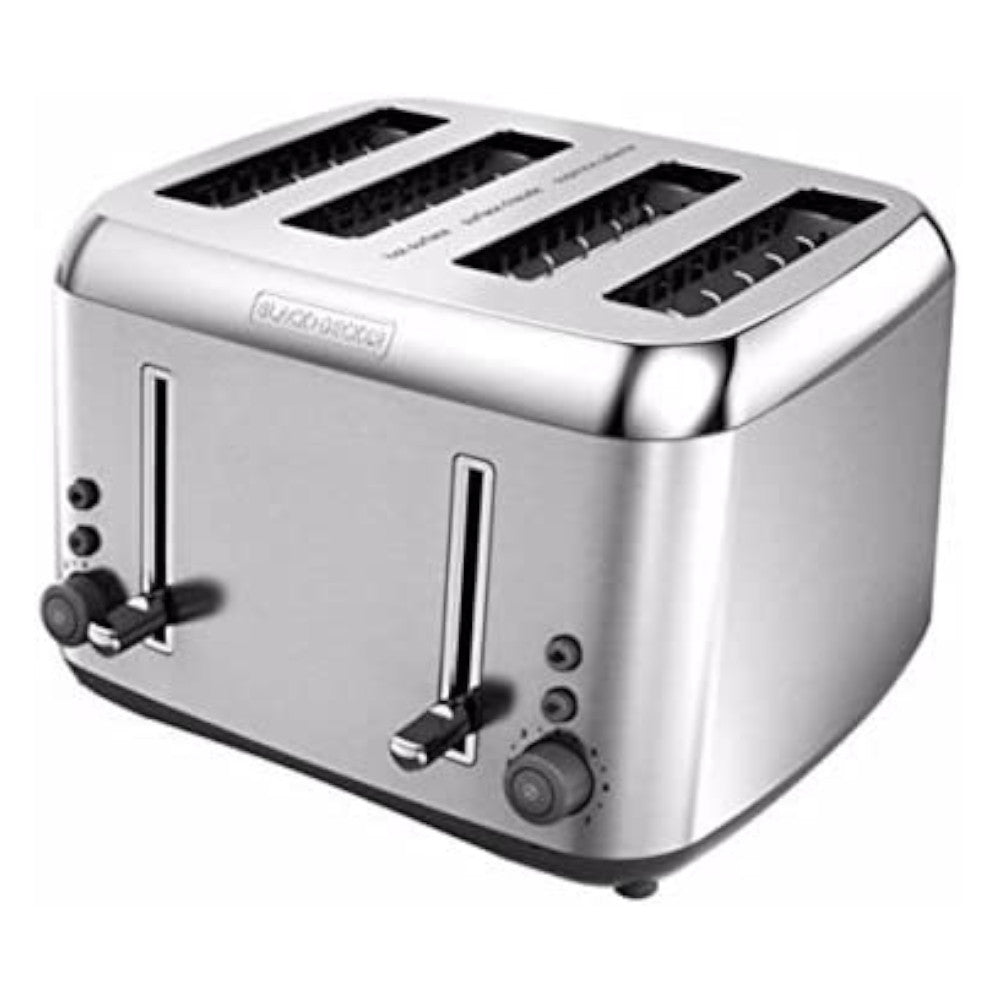 BLACK+DECKER TR6490SKT 4-Slice Stainless Steel Toaster - Certified Refurbished with Full Warranty | Perfect for Breakfast & Kitchen Countertop