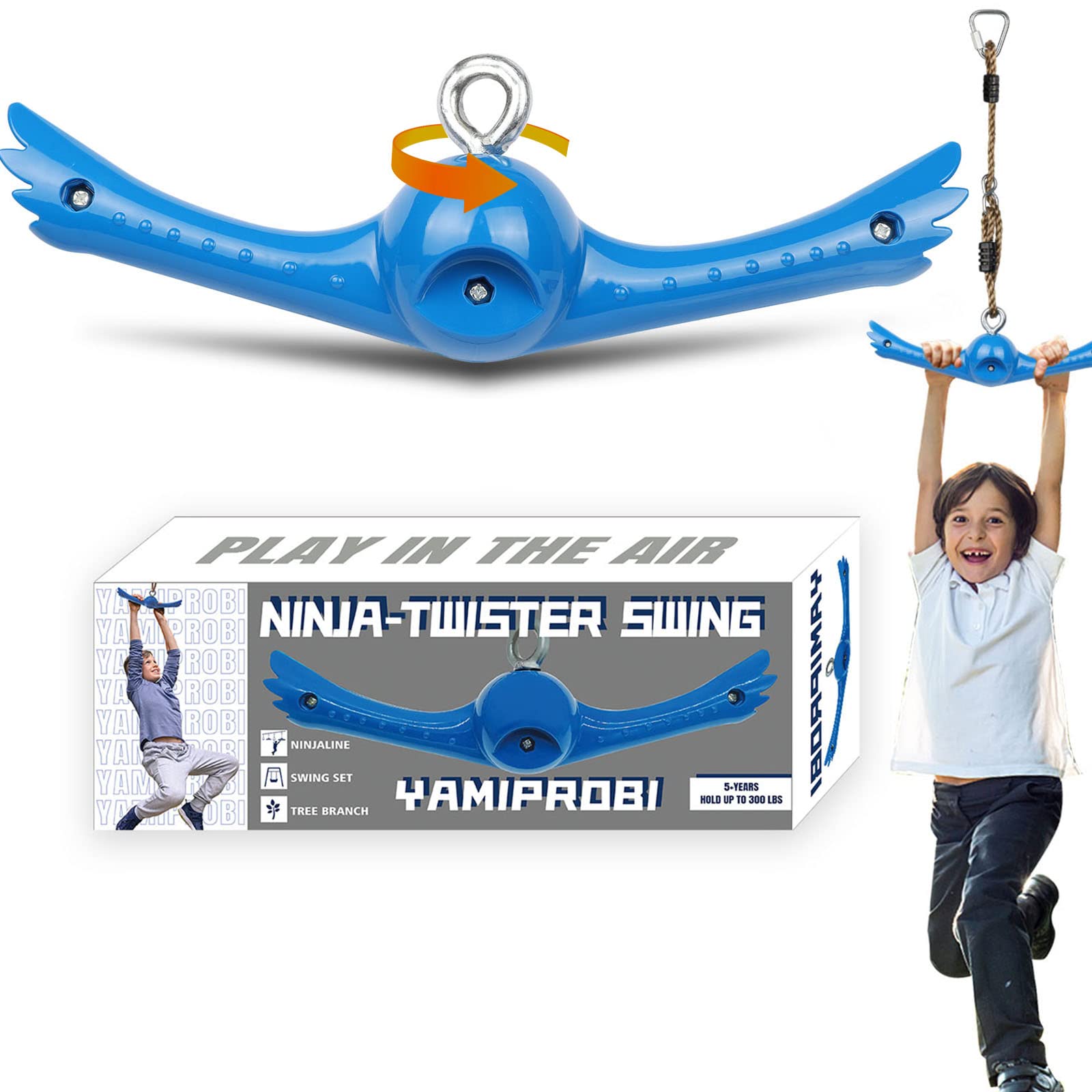 Ninja-Twister Swing Spins Set - 360° Rotating Slackline Attachments with Twist-Spin Handles for Kids | Outdoor Playground & Backyard Ninja Warrior Training Equipment | Perfect for Active Play, Balance Training, and Adventure Games