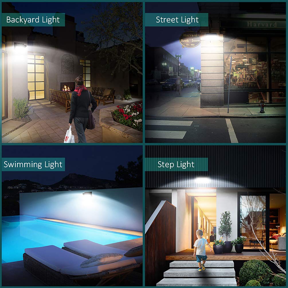 Luposwiten 4 Pack 28LED & 4 Pack 100LED Solar Lights for Outdoor - Waterproof Garden Pathway, Yard, Patio, and Driveway Lighting