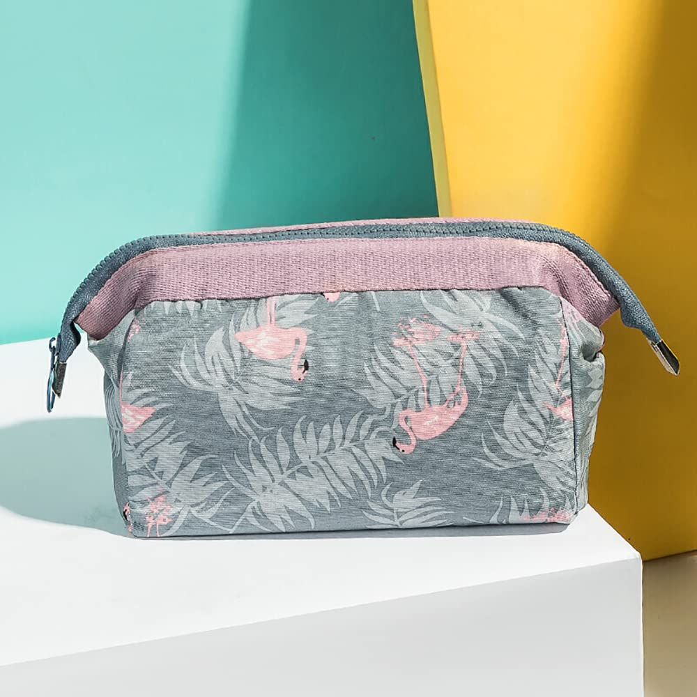 Waterproof Flamingo Cosmetic Bag for Women & Girls - Travel Makeup Organizer, Portable Toiletry Wash Bag - Perfect for Gym, Vacation & Daily Use