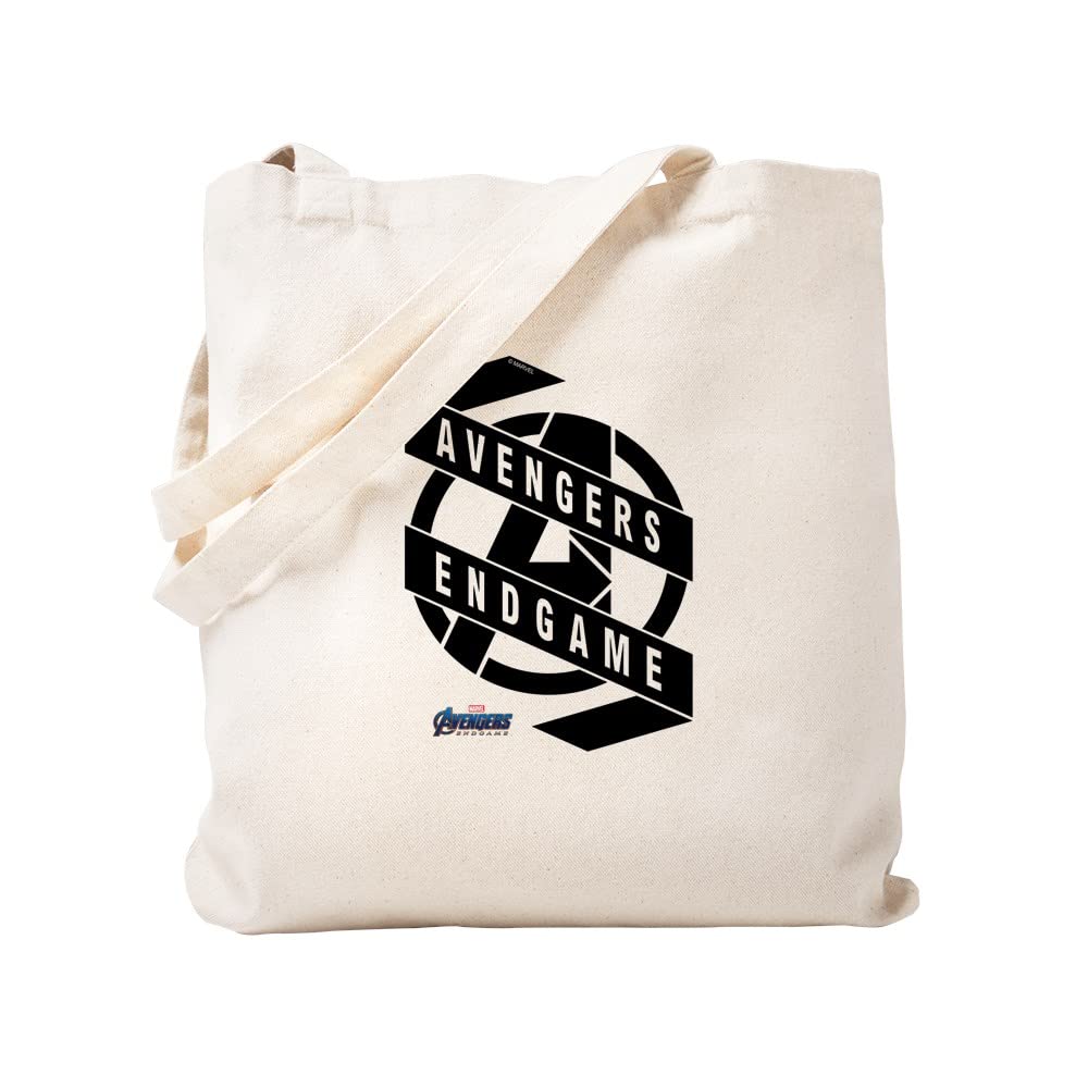 Avengers Endgame Black Logo Tote Bag - Natural Canvas Reusable Shopping Bag for Groceries, Beach & Daily Use | Marvel Superhero Gift