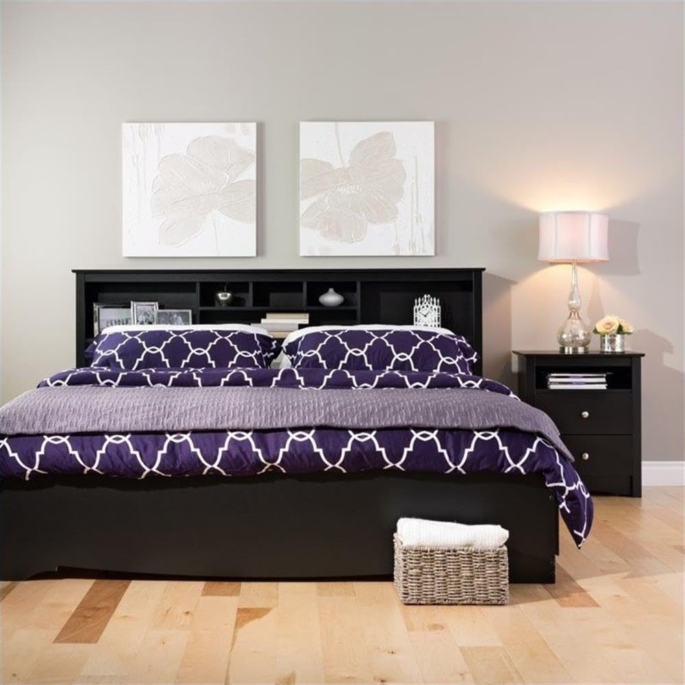 Home Square 3-Piece Queen Bedroom Set with Storage Bed & 2 Tall 2-Drawer Nightstands - Perfect for Small Space Organization & Modern Bedroom Decor