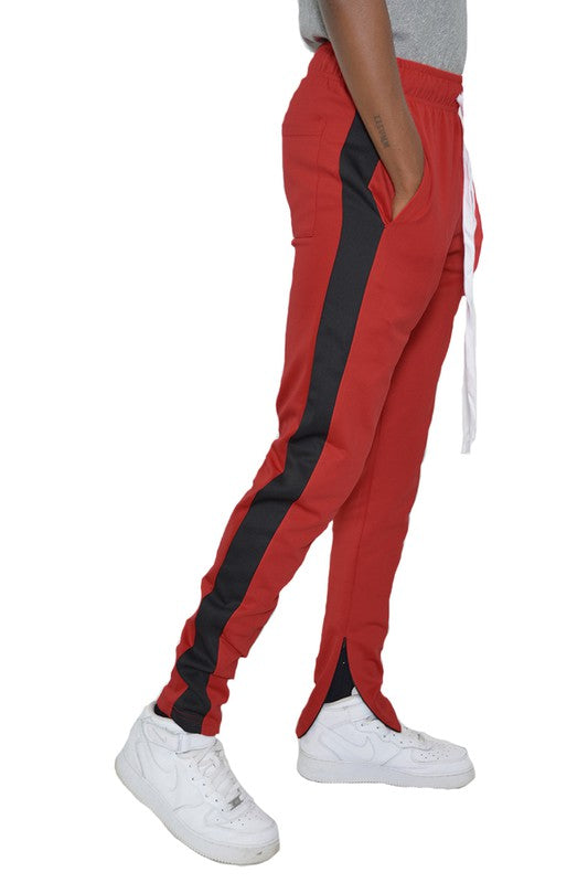 Men's Single Stripe Track Pants - Comfortable Athletic Joggers for Running, Gym & Casual Wear | Lightweight Breathable Workout Pants