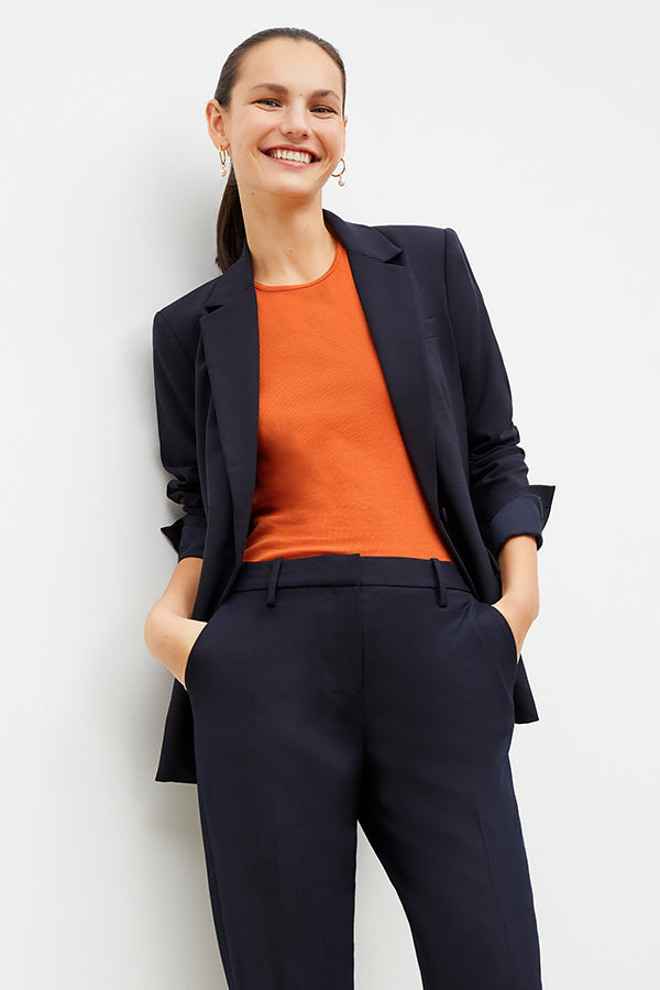 Premium Washable Wool Twill Mejia Pants - Dark Navy | Comfortable & Durable Office Wear & Travel Essentials