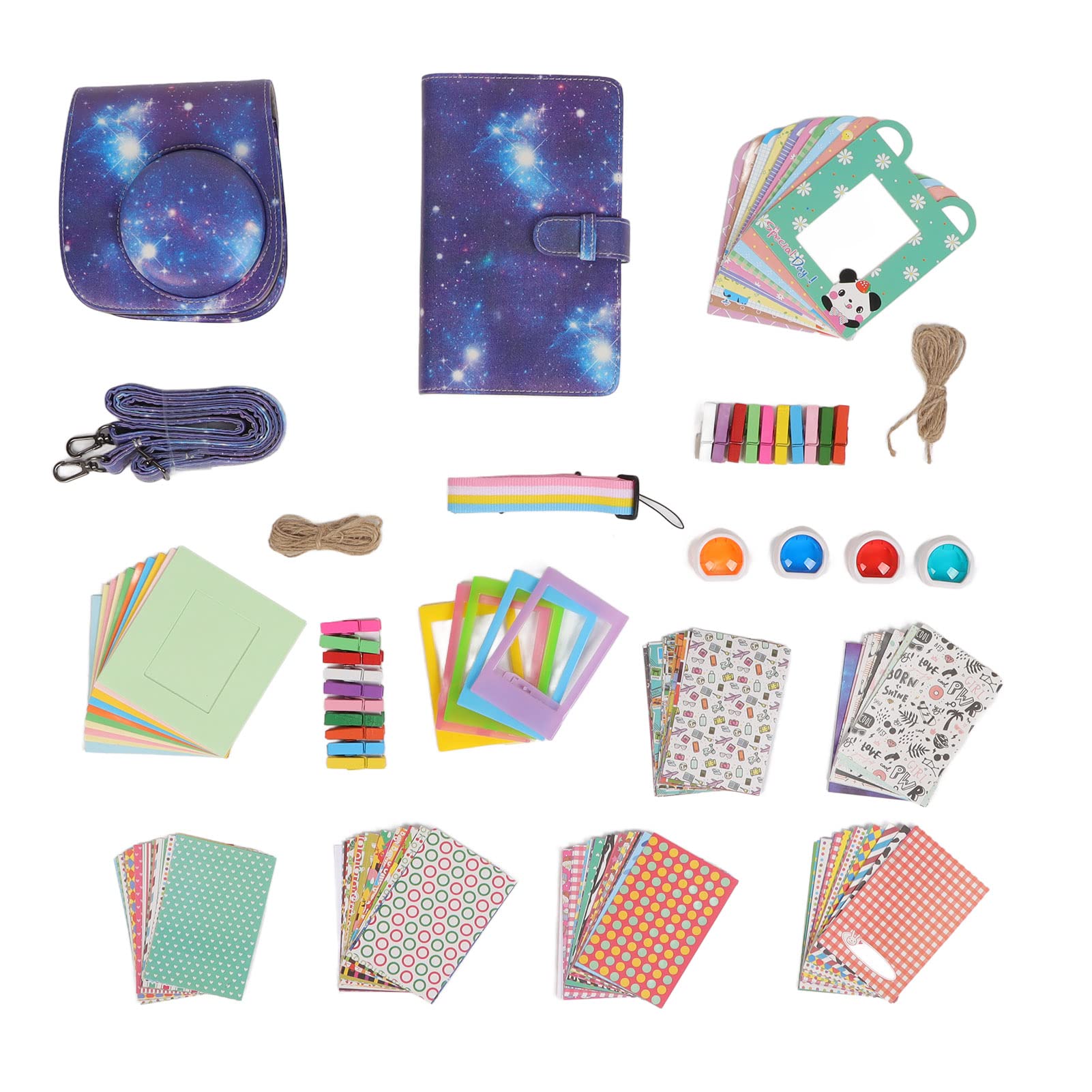 Liccx Mini 11 Instant Camera Accessories Bundle Kit - Includes Protective Case, Photo Album, Film Stickers, Desk Frames, Paper Frames, Color Filters & Strap (Starry Sky Design) - Perfect for Travel, Parties, Home Decor & Creative Photography Gifts
